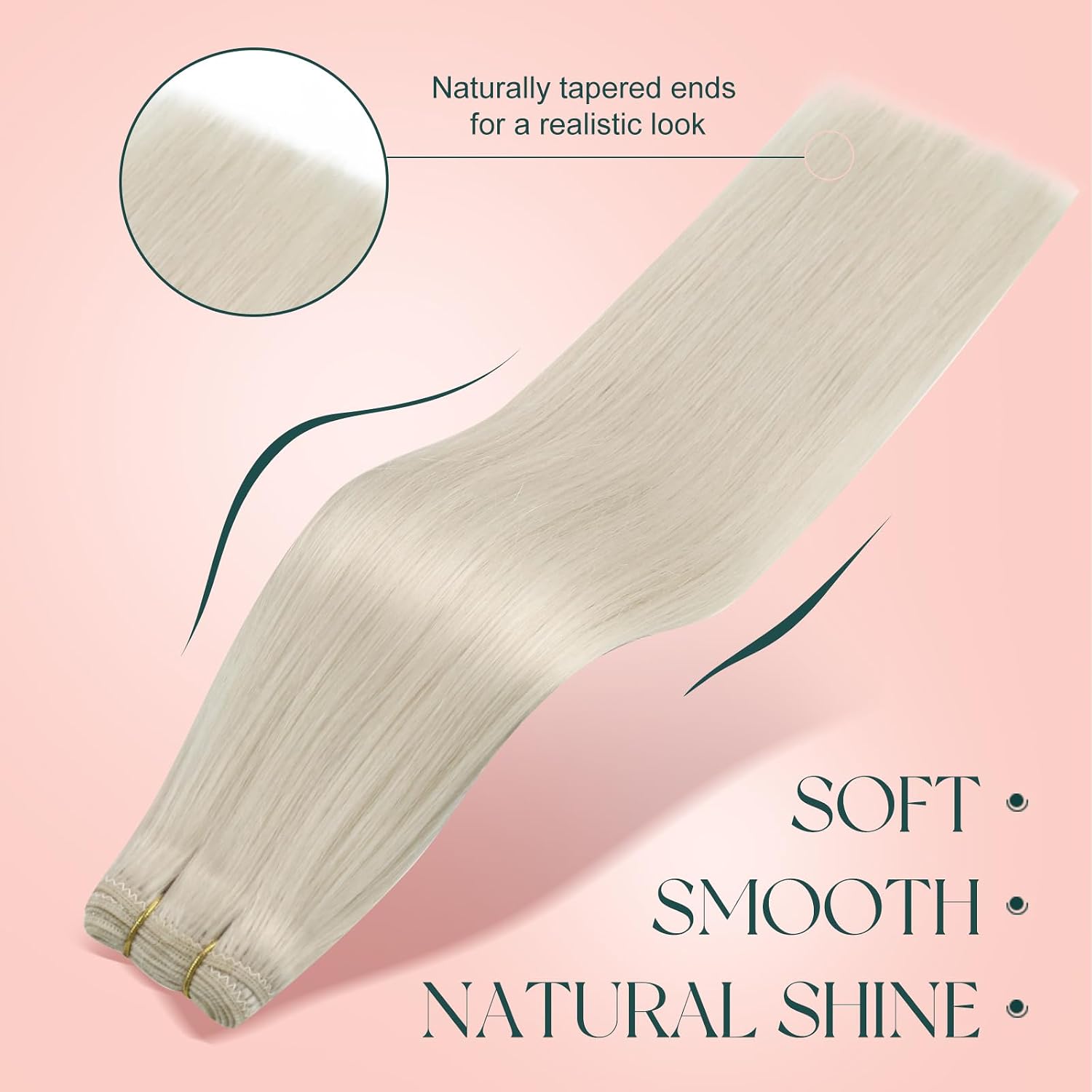 Detalle 2 de Easyouth Blonde Weft Hair Extensions (Real Human Hair) – 14 inch 70g double wefts