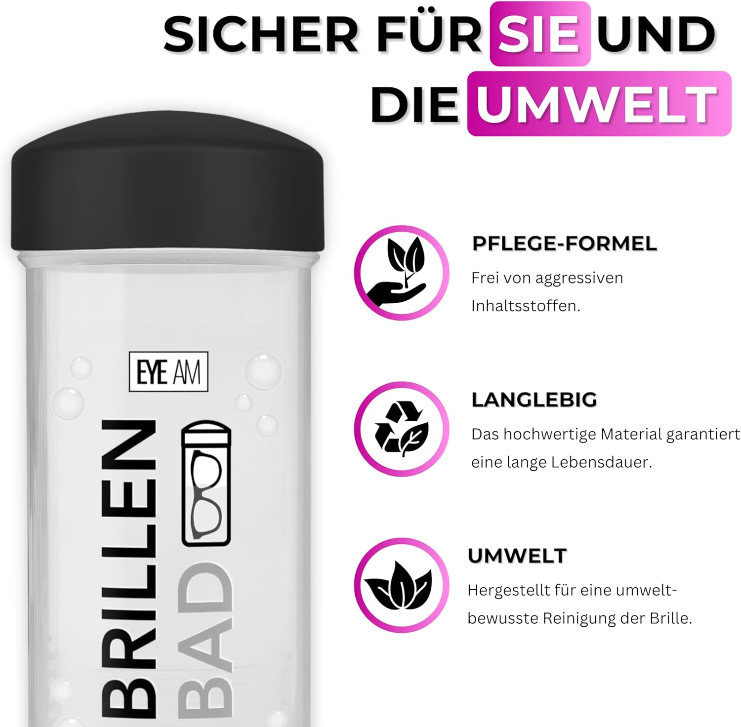 Thumbnail 6 de EyeAm Brillenbad Schwarz – Set mit 50 ml Spezialreiniger und Mikrofasertuch (40 × 40 cm)
