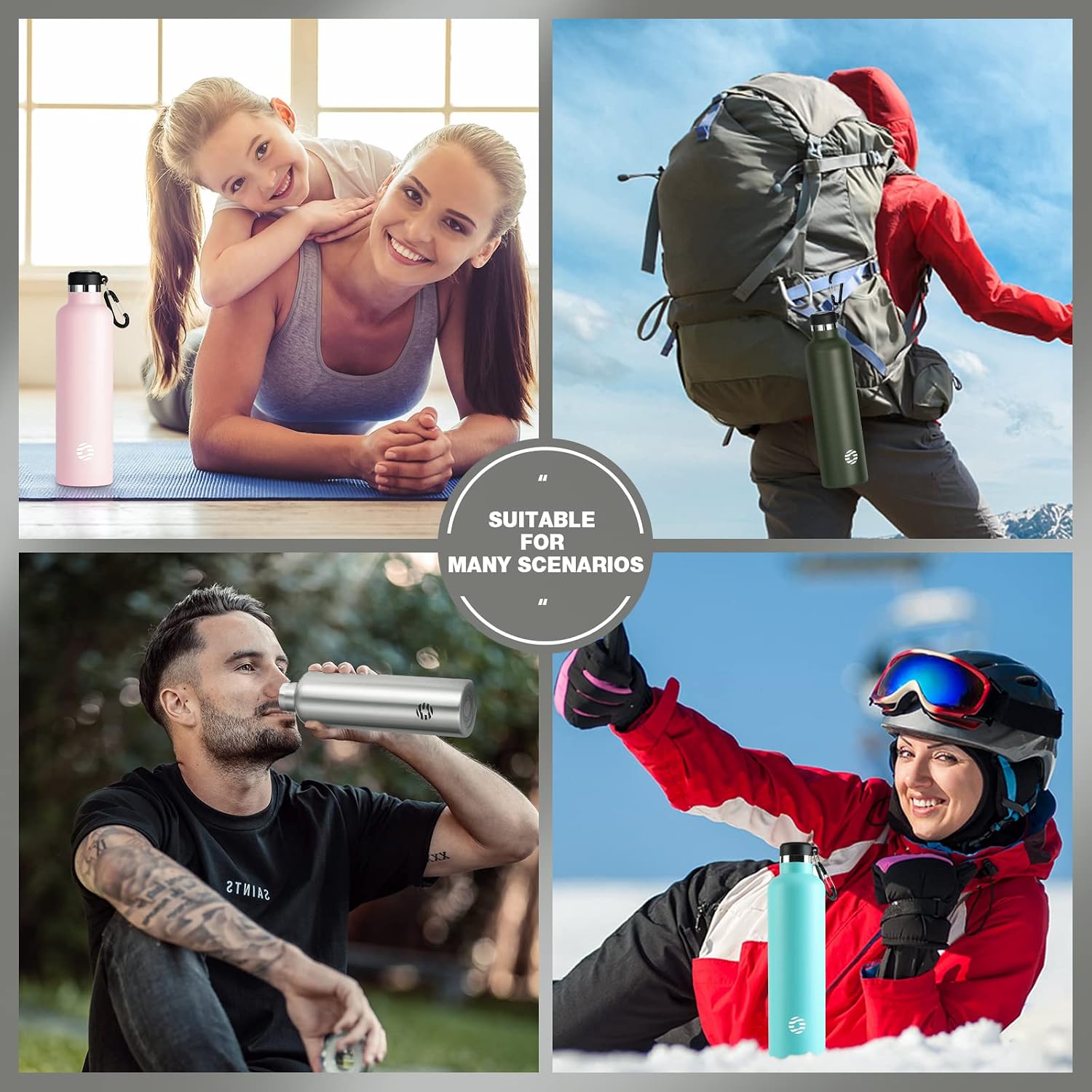 Detalle de FEIJIAN stainless steel vacuum water bottle (leak-proof, BPA-free) – 750ml/1000ml sports flask