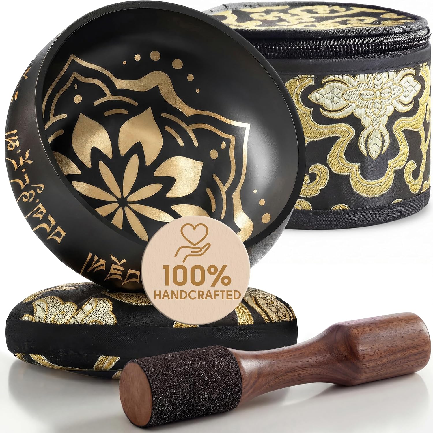 Detalle de Silent Mind Singing Bowl Set, Tibetan Bell Metal Bowl with Cushion and Mallet