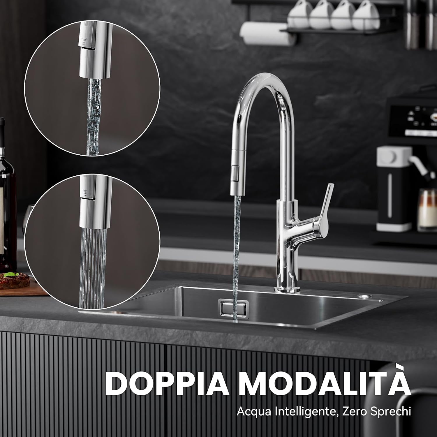Detalle 2 de CECIPA Rubinetto Cucina con Doccetta Estraibile 40 cm