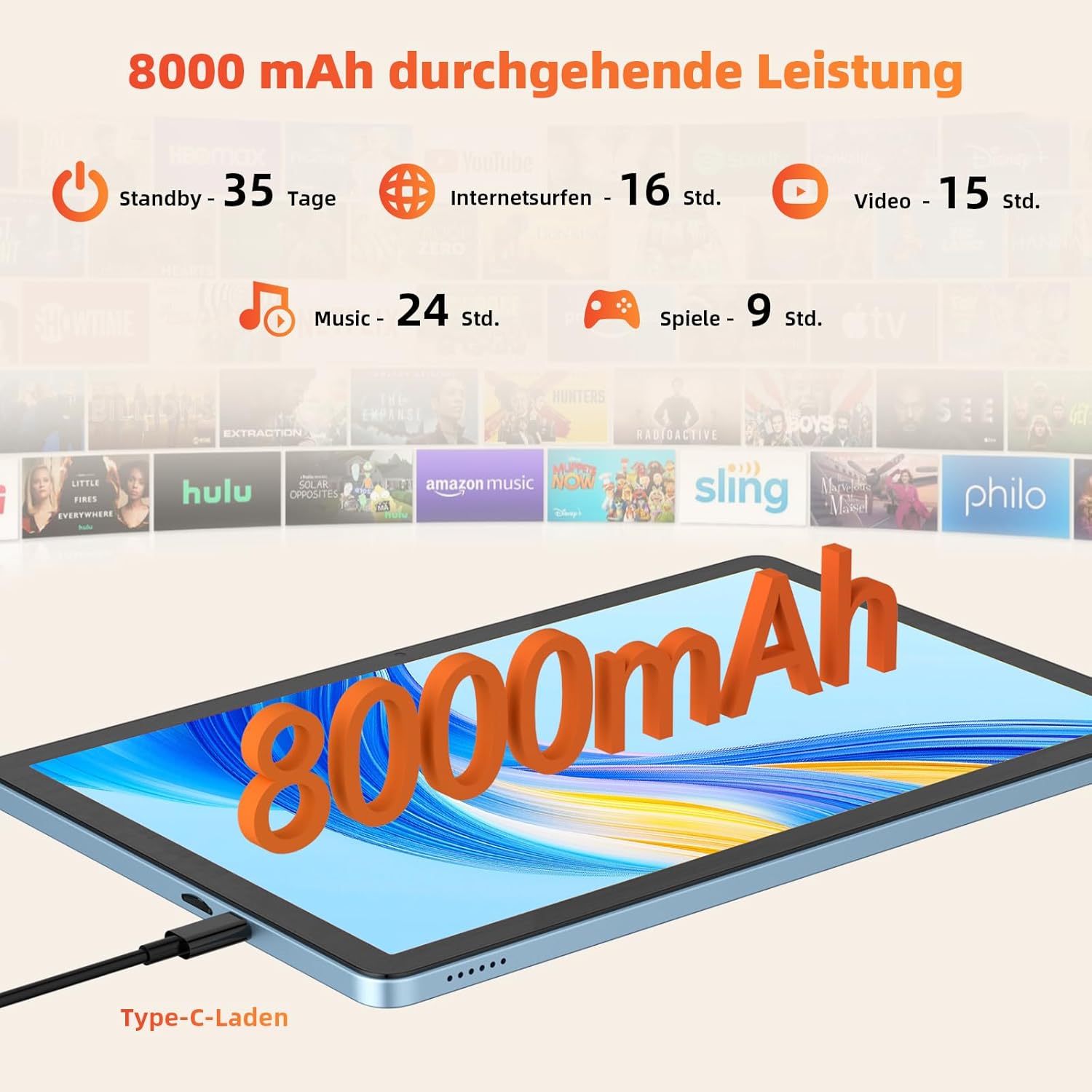 Detalle de AWOW 11-Zoll Tablet mit Tastatur – Android 15, 18 GB RAM, 128 GB Speicher, microSD bis 2 TB, WiFi 6