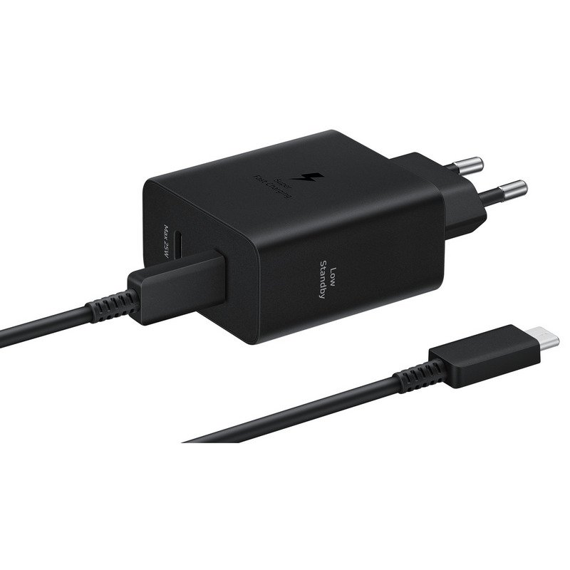 Detalle de Samsung Cargador USB-C 50W con Carga Rápida (Negro) – Duo 50W de Samsung