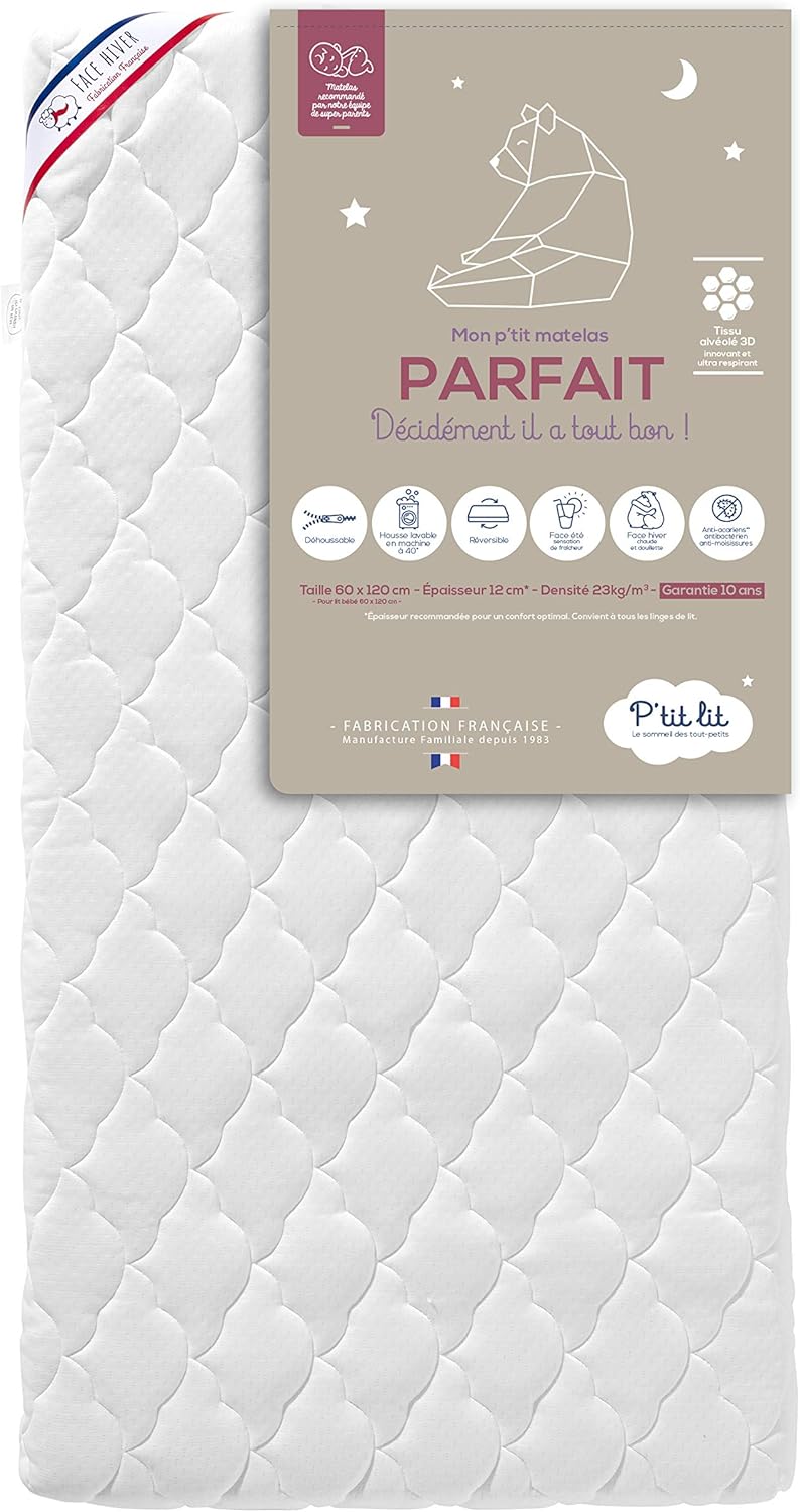Detalle 1 de P'TIT LIT Matelas Bébé Parfait 60x120 cm