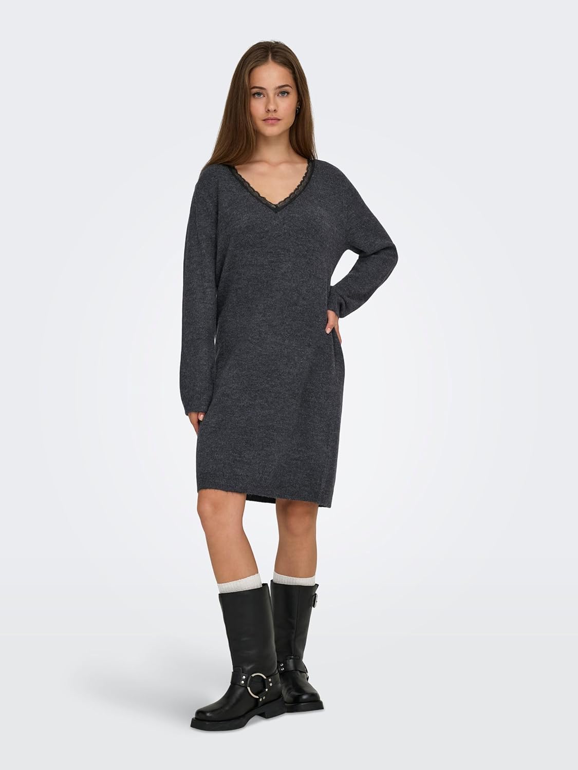 Thumbnail 6 de ONLY Onltammy Ls Revers Lace Dress : robe midi à manches longues et col V