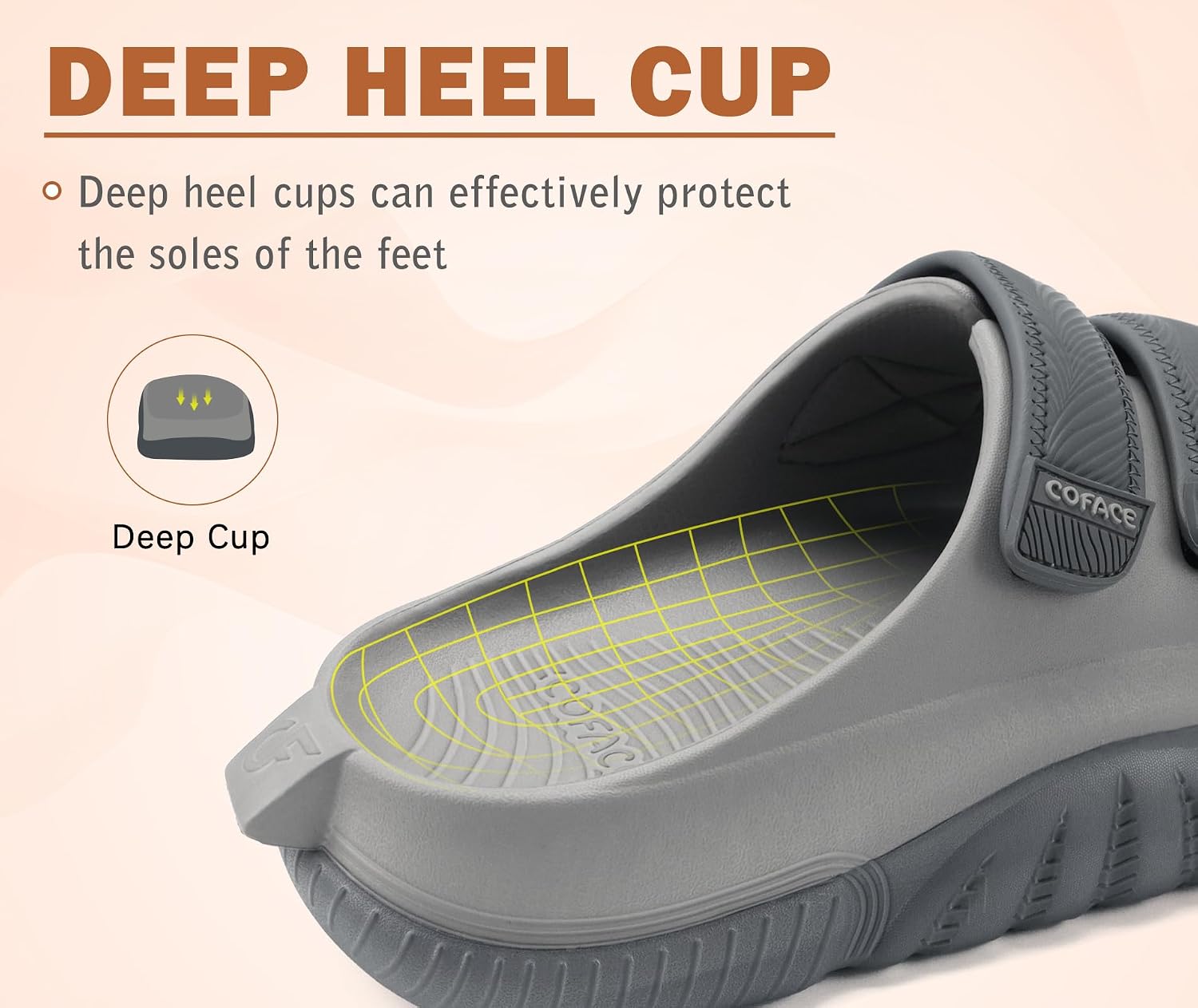 Detalle de COFACE Men’s Recovery Sandals Orthopedic Walking Slides (Adjustable, Cushioned) – Size 6–14