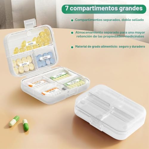 Thumbnail 1 de MUVONZI: 2 piezas pastillero portátil de viaje para medicamentos, versión grande y pequeña