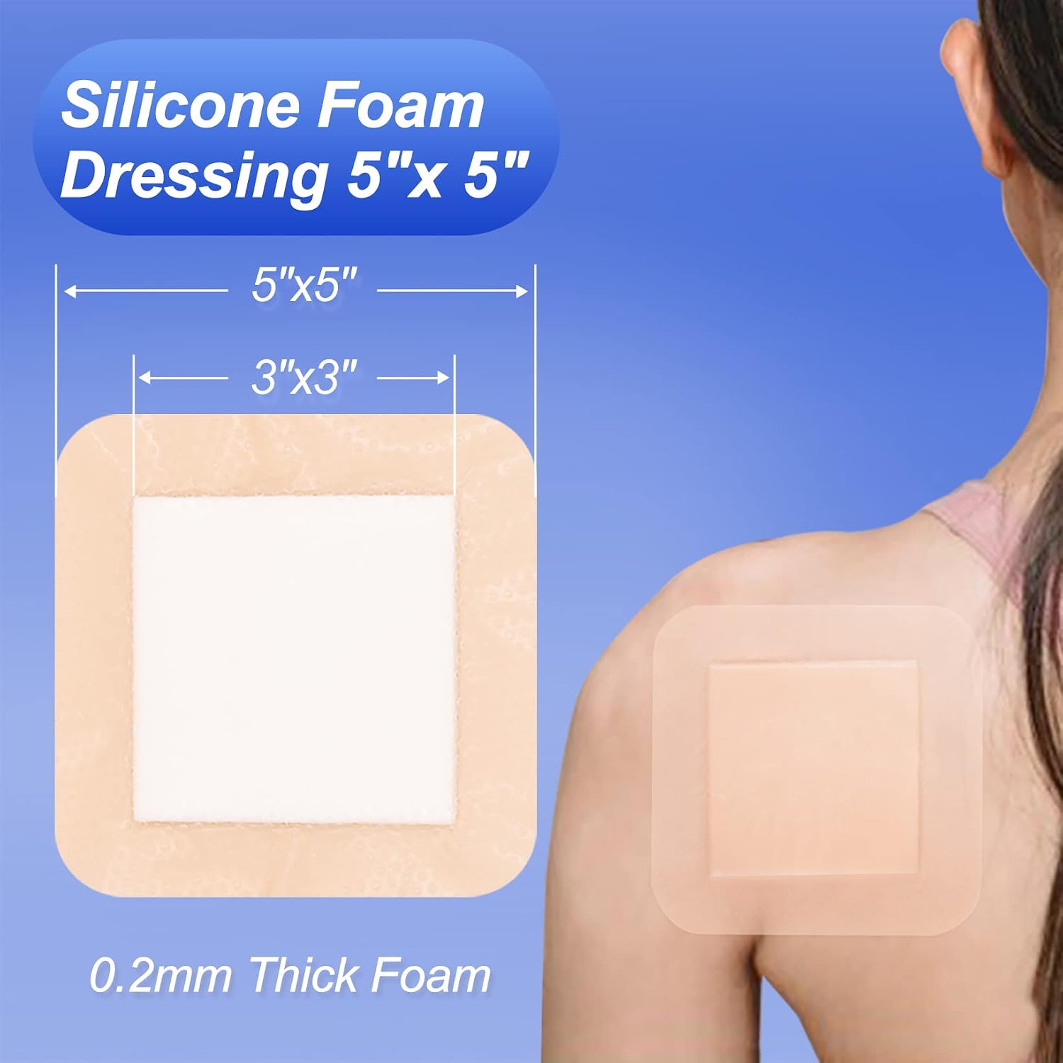 Thumbnail 1 de Niceful Silicone Foam Dressing, 5 x 5 Inch Bordered, 10 Count