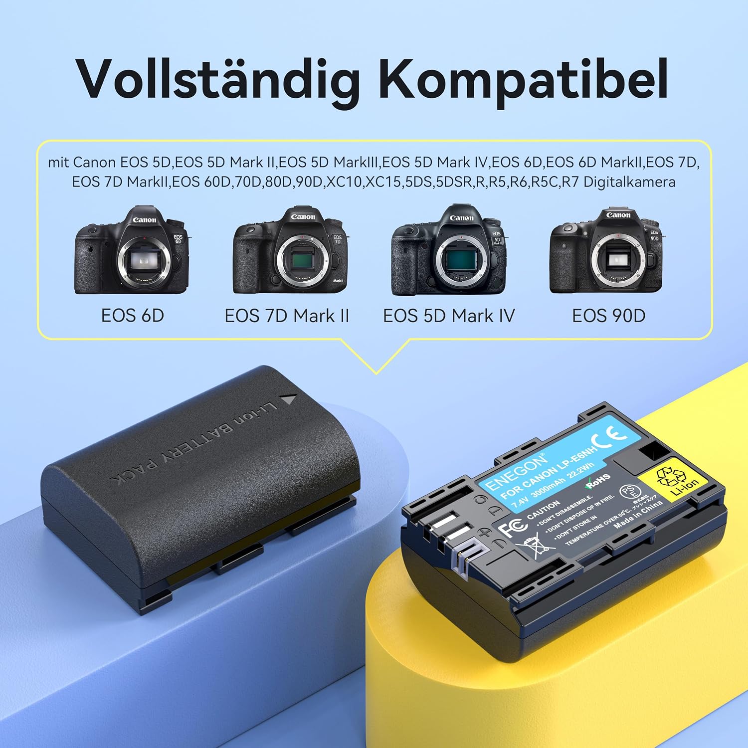Thumbnail 1 de ENEGON LP-E6NH Dual 3000mAh 20W Ladegerät-Set