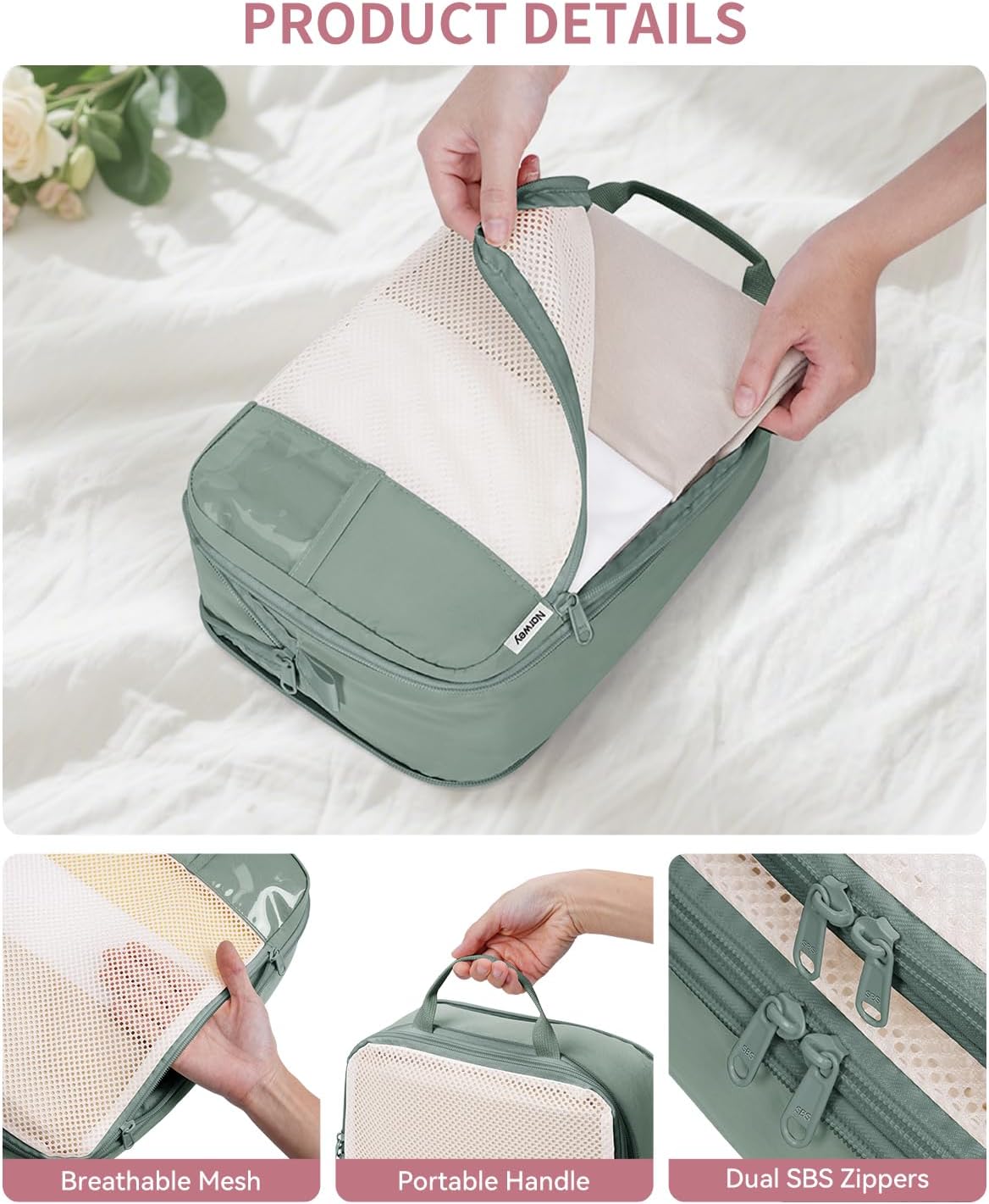 Thumbnail 4 de Narwey 6‑Piece Packing Cubes Set for Travel and Everyday Organisation
