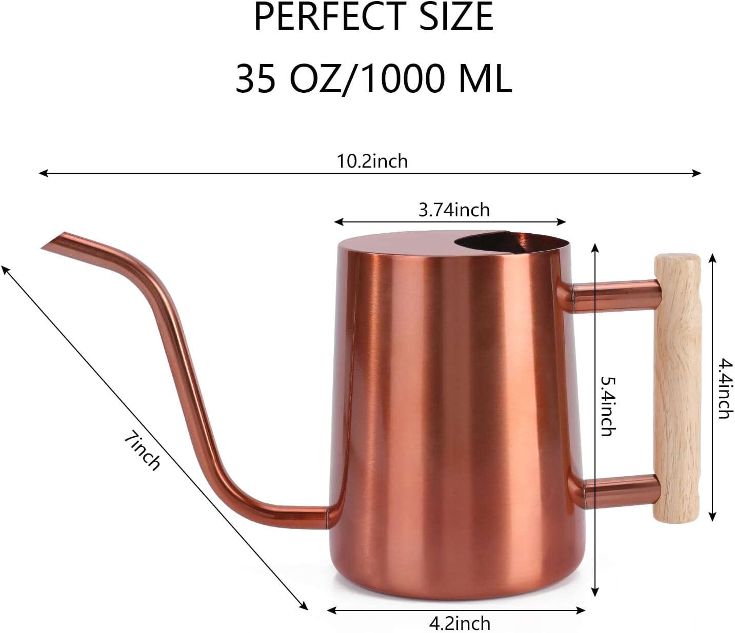 Thumbnail 6 de Gießkanne Zimmerpflanzen, 1L – Edelstahl-Gießkanne mit Langem Auslauf (Kupfer) für Innen & Kleine Gartenpflanzen