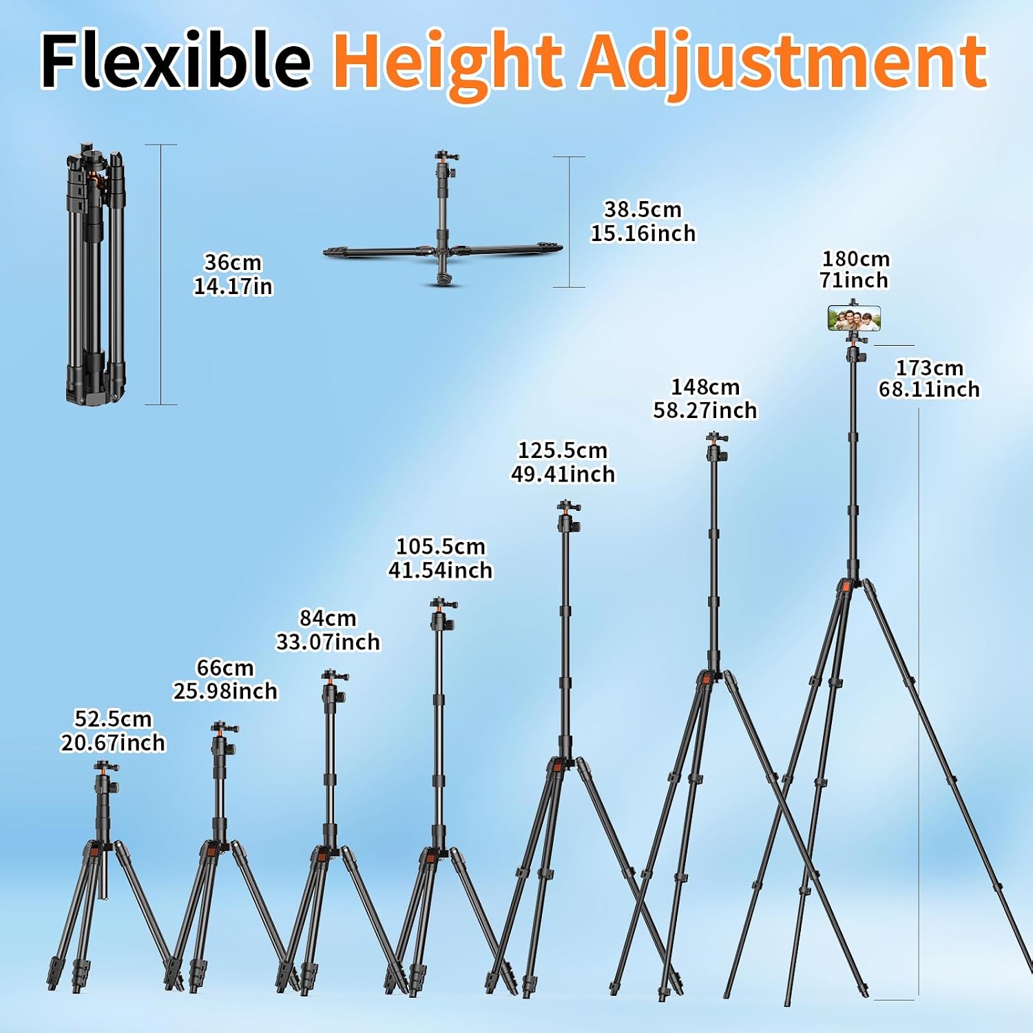 Detalle 2 de XXZU 71" Camera Tripod with 360° Ball Head