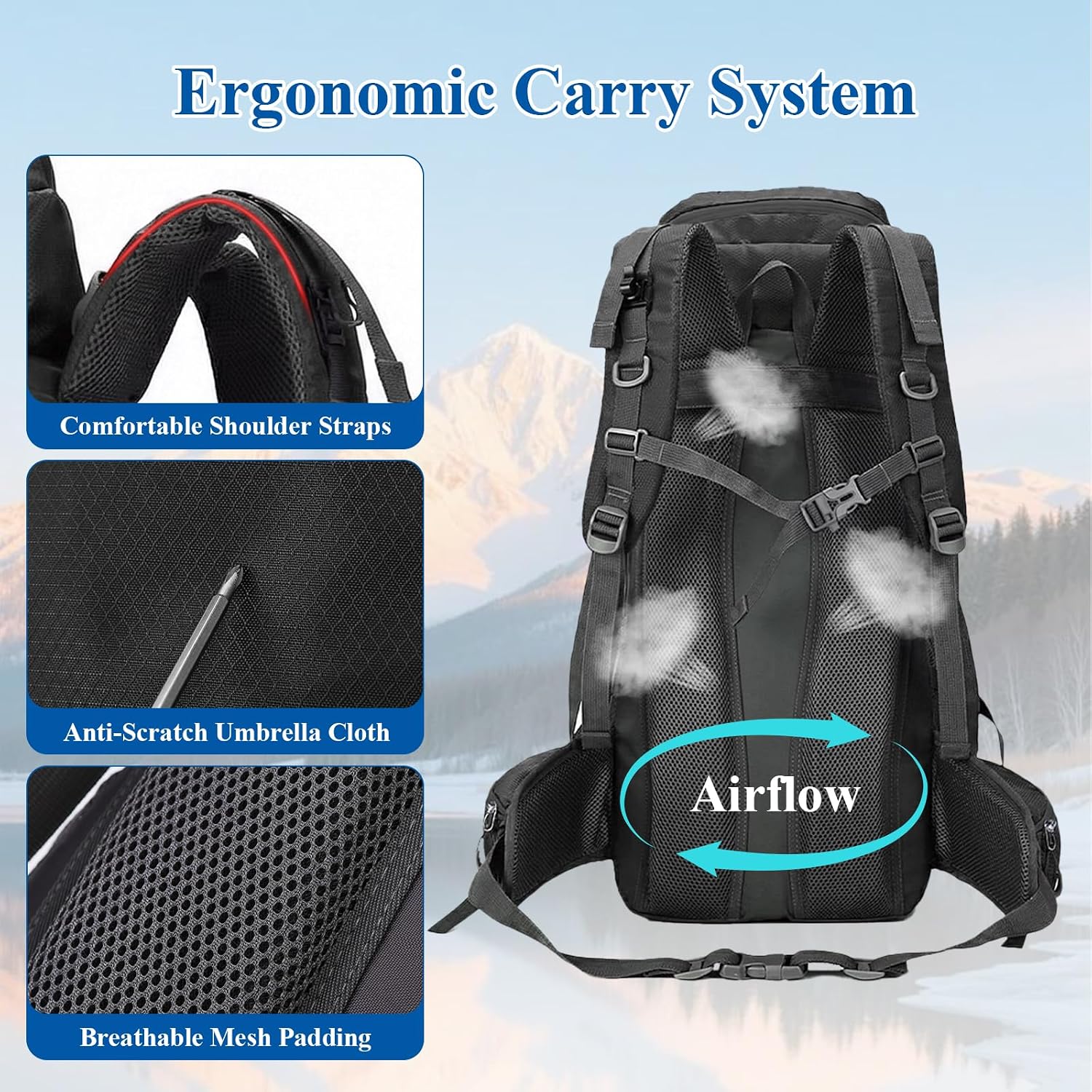 Thumbnail 3 de Mingfuxin 60L Hiking Backpack: Lightweight, Waterproof Daypack for Multi-Day Adventures