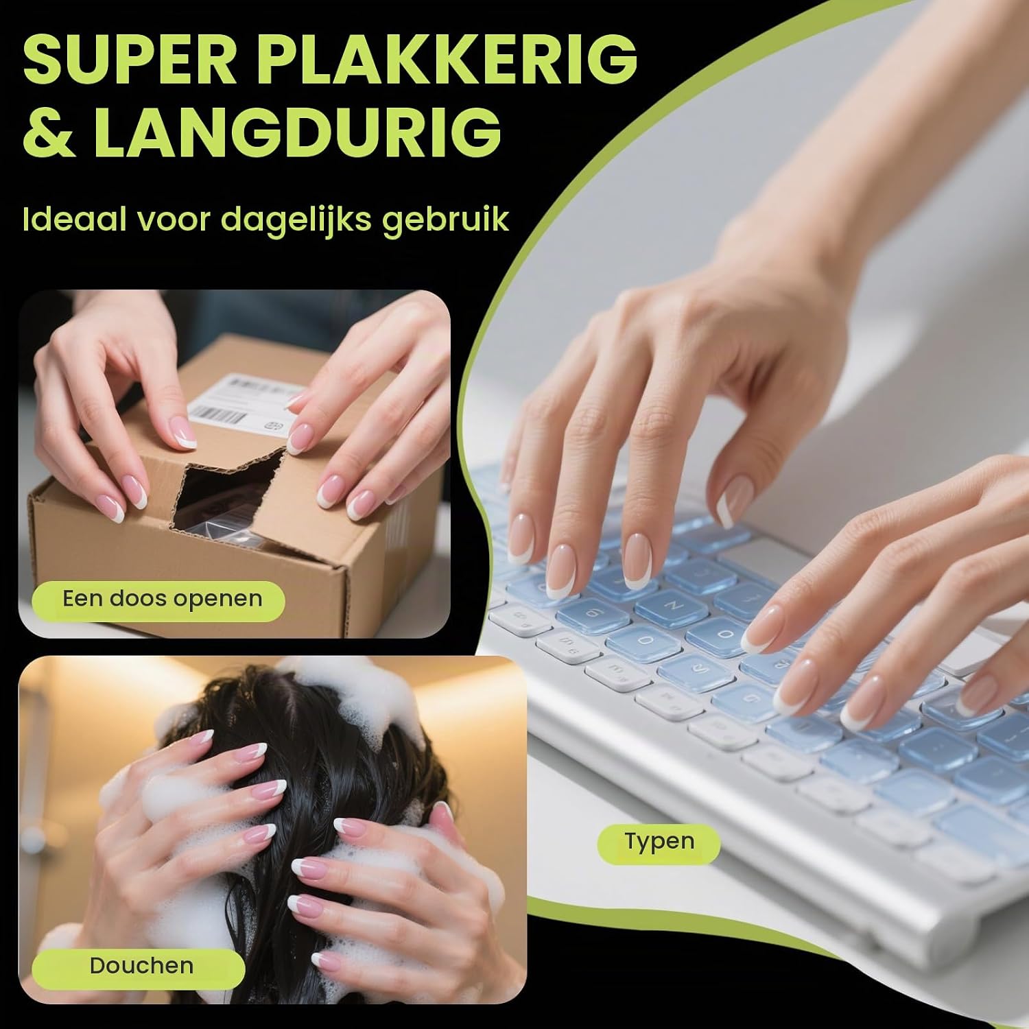 Detalle de Yatinkim GDJ nageltabs voor press-on nagels, dubbelzijdig en transparant
