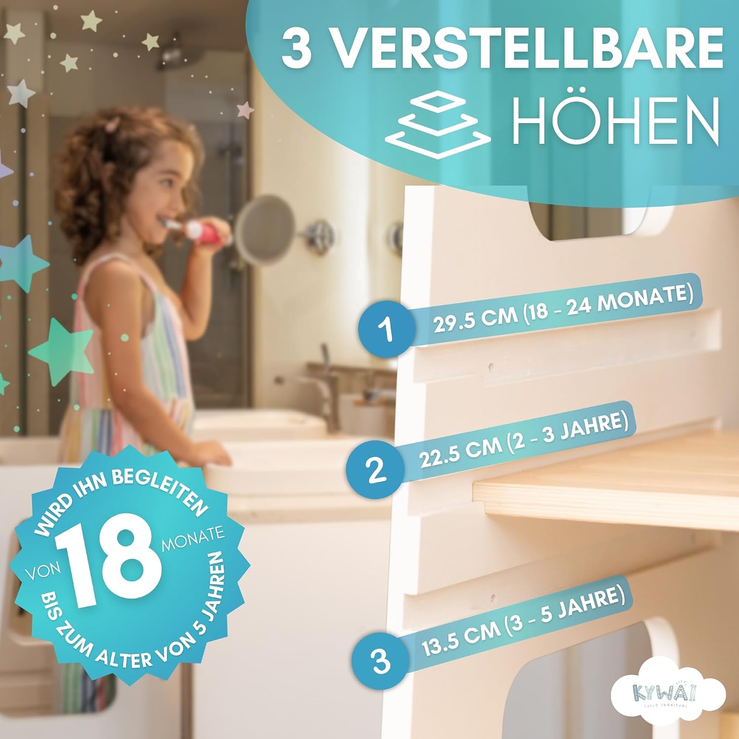 Thumbnail 4 de KYWAI Montessori Lernturm Premium, höhenverstellbar 👶