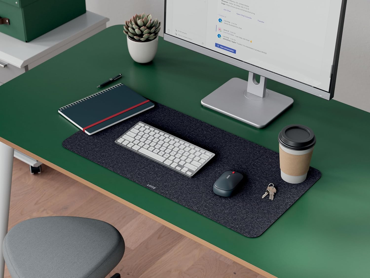 Thumbnail 6 de Tapis de bureau Leitz grand format en feutre 70x36 cm – Sous-main antidérapant gris