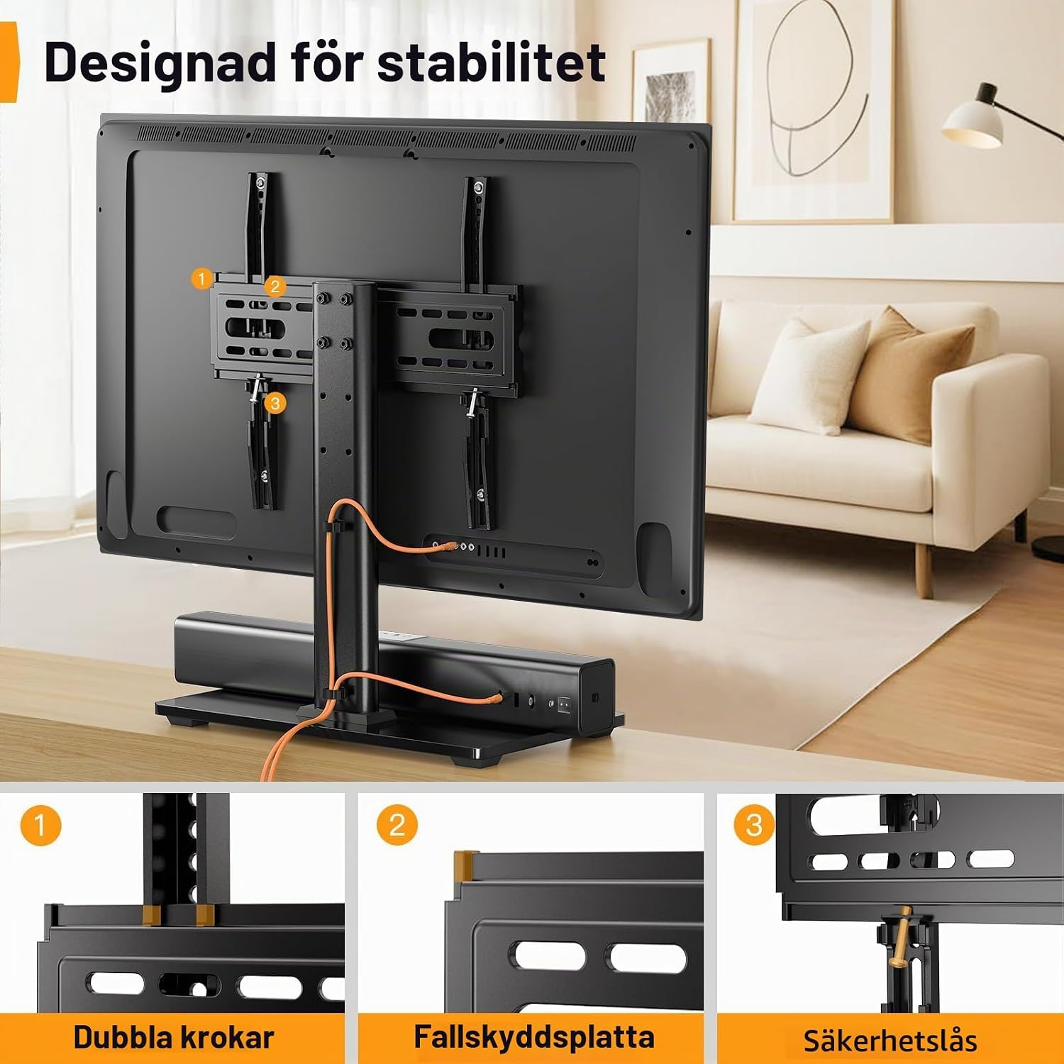 Detalle 2 de Perlegear PGTVS04-E TV-golvstativ för 26–55 tum, höjdjusterbart upp till 40 kg