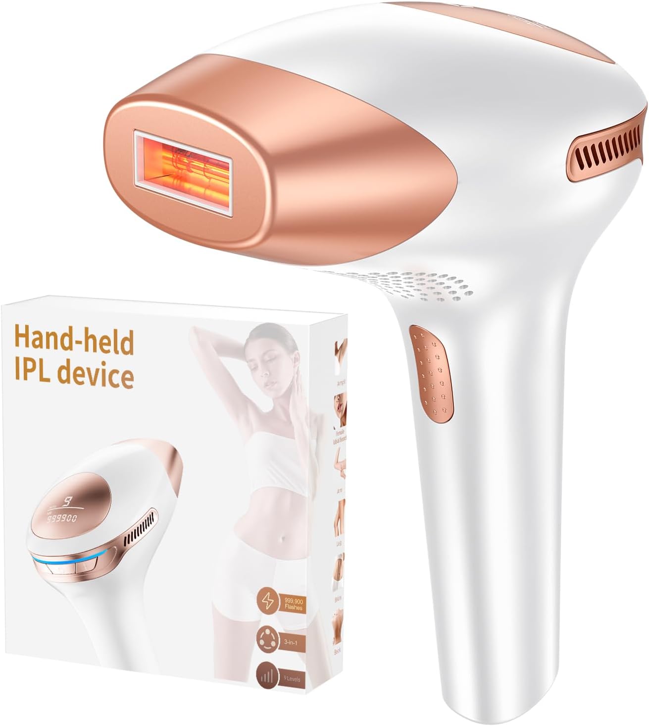 Detalle de IPL Laser Hair Removal Device for Women and Men — At-Home Salon with 21J Power, 9 Levels, 999,900 Flashes