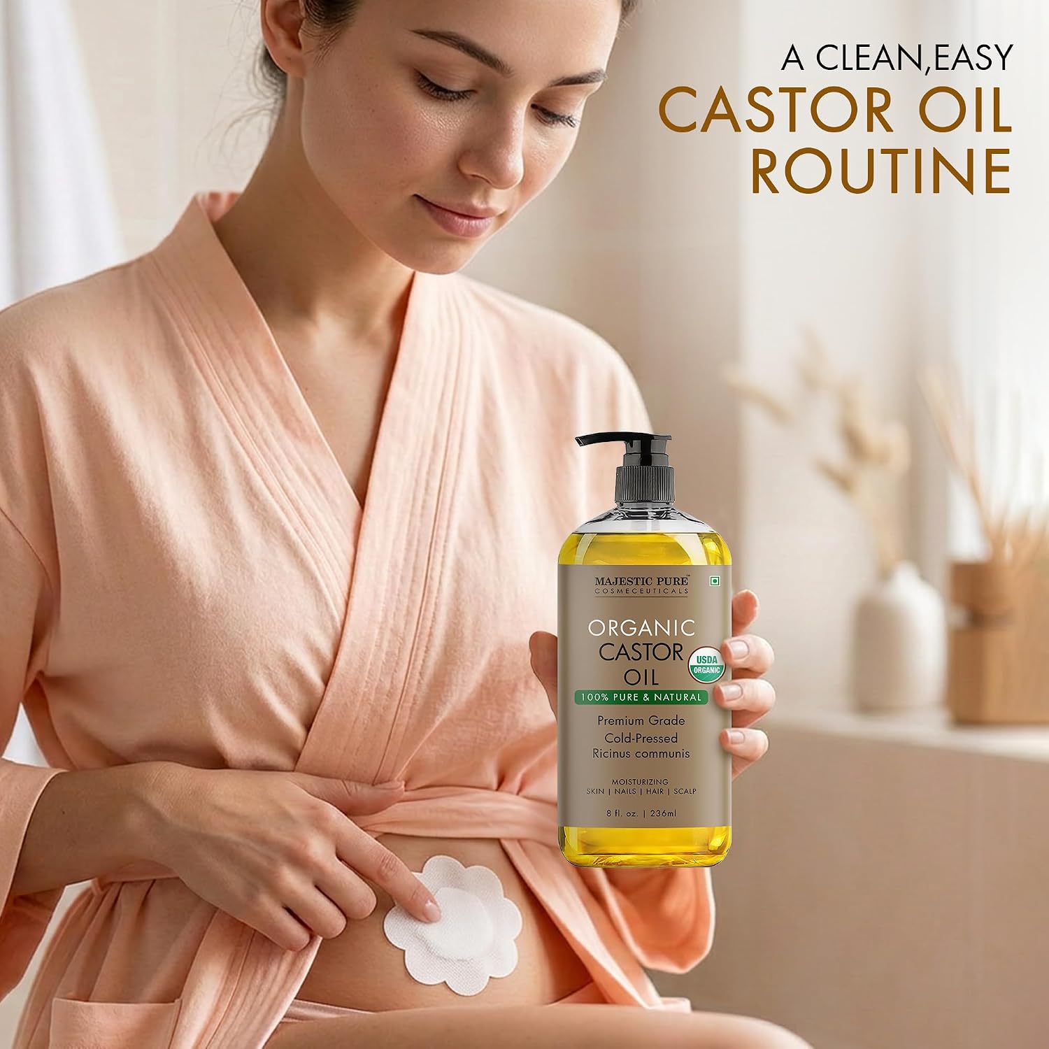Thumbnail 6 de Majestic Pure Castor Oil 8 Fl Oz — 100% Pure, Cold-Pressed, Hexane-Free for Hair, Skin, and More
