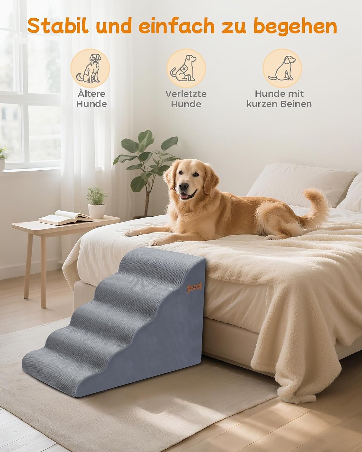 Detalle 1 de Rugotuyonr 5-Steps Dog Stairs hondentrap met 5 treden en antislip