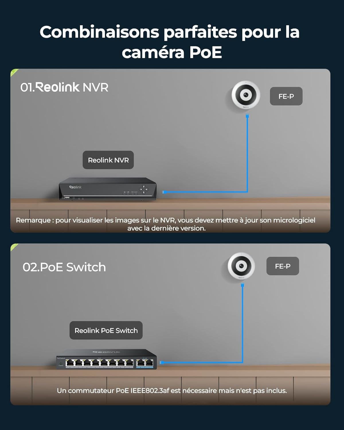 Thumbnail 6 de Reolink Caméra fisheye IP PoE 360° FE-P (intérieur, 6MP) avec détection de personnes et audio bidirectionnel