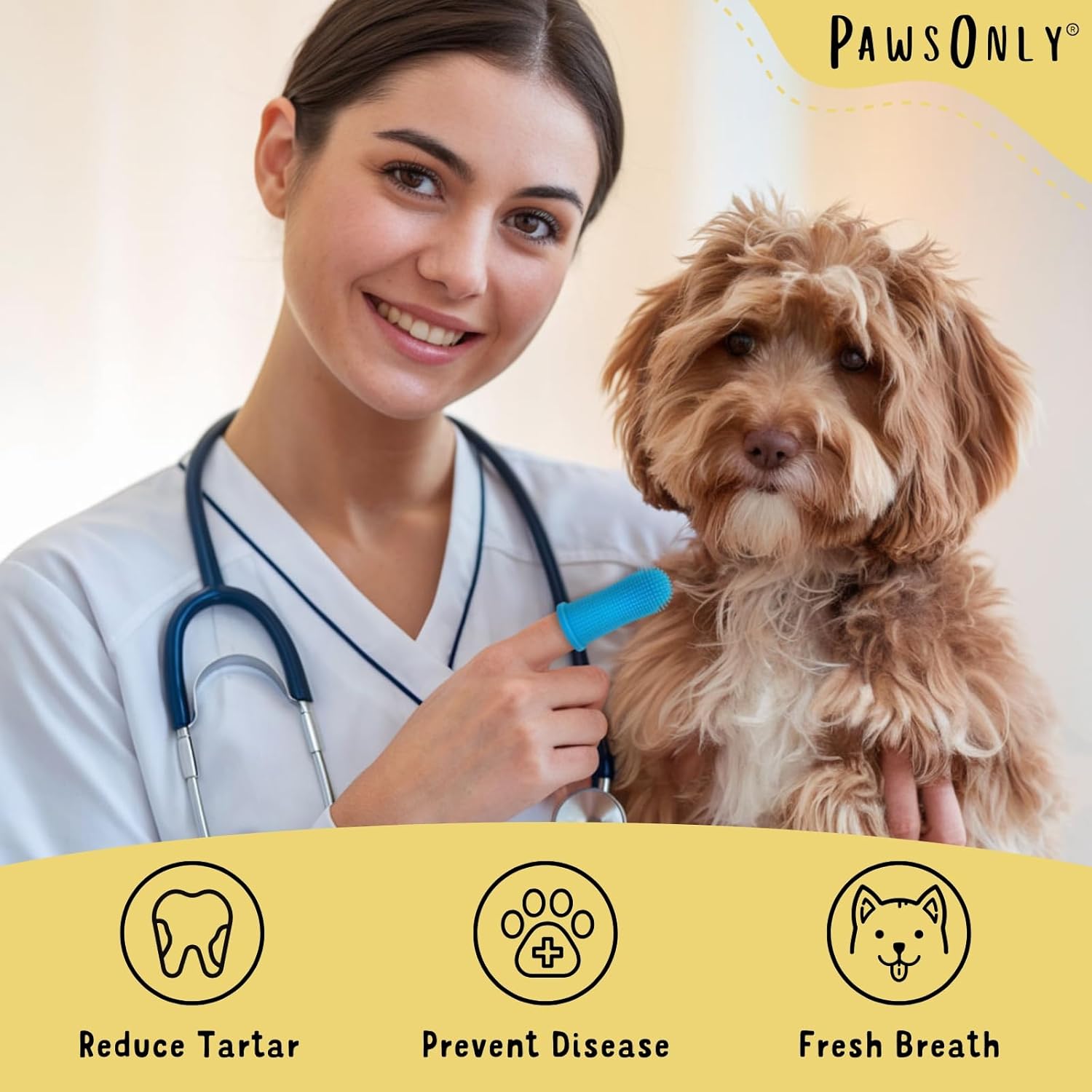 Thumbnail 3 de PawsOnly Dog Finger Toothbrush 2-Pack 360°