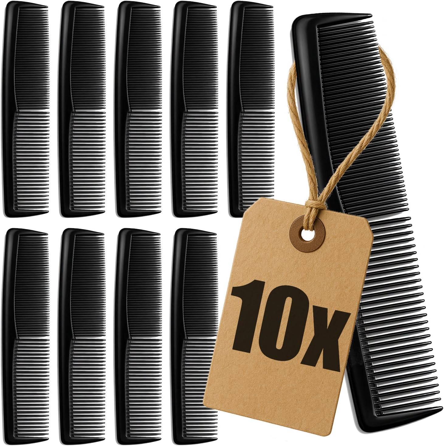 Detalle de com-four® 10x Peignes – Dents fines et larges, set de poche pratique et robuste