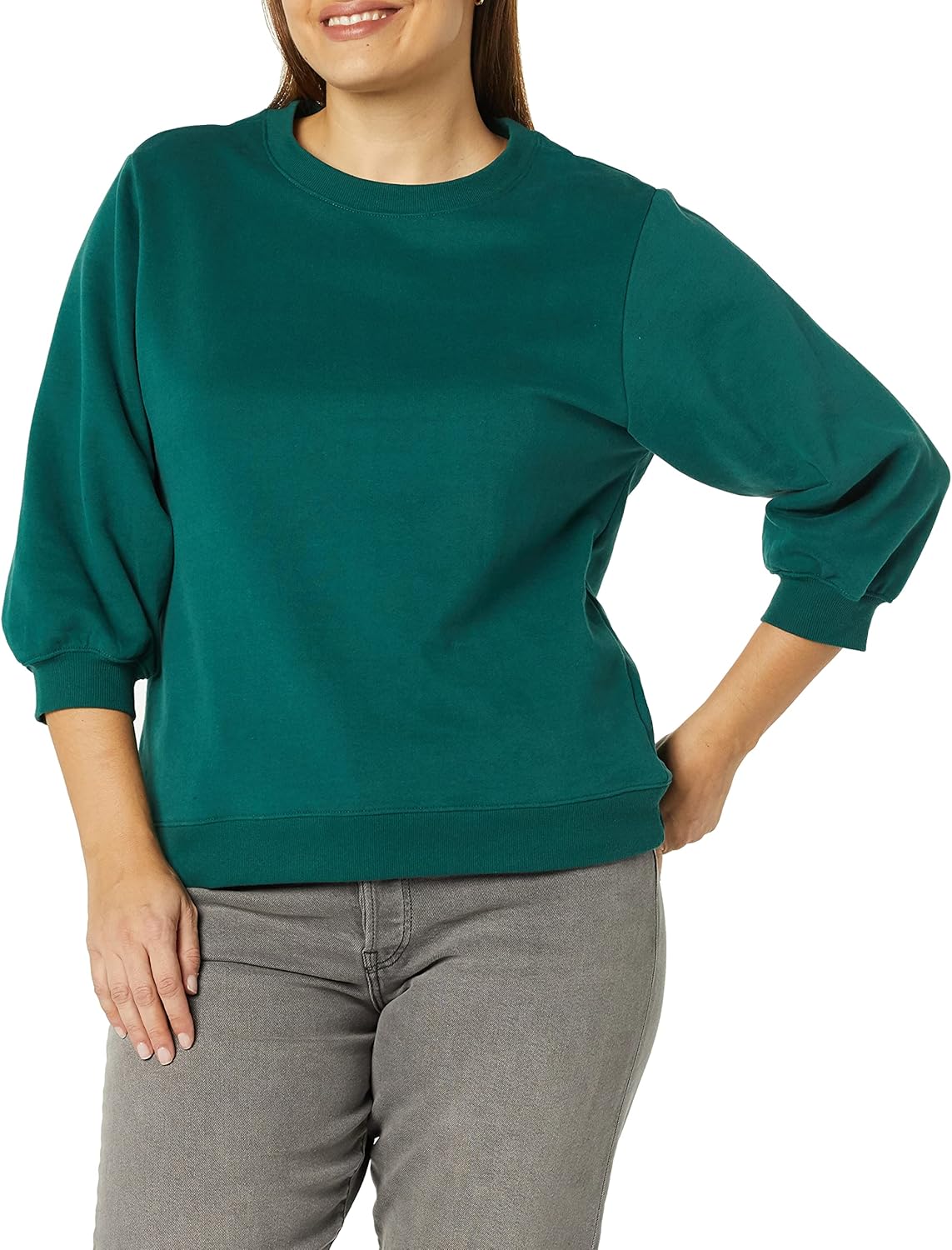 Thumbnail 2 de Amazon Essentials Women’s French Terry Fleece Crewneck Sweatshirt with Sleeve Detail