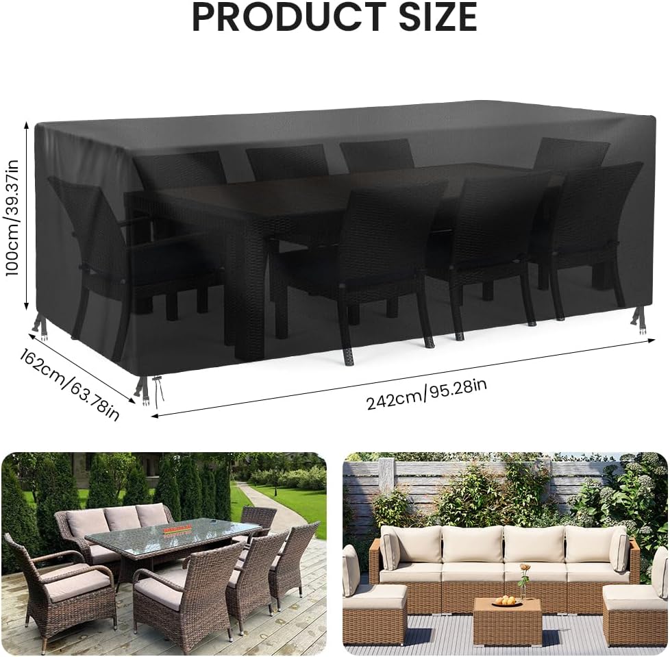 Detalle de Housse de salon de jardin AOOWU 242×162×100 cm en Oxford 210D imperméable, anti-UV