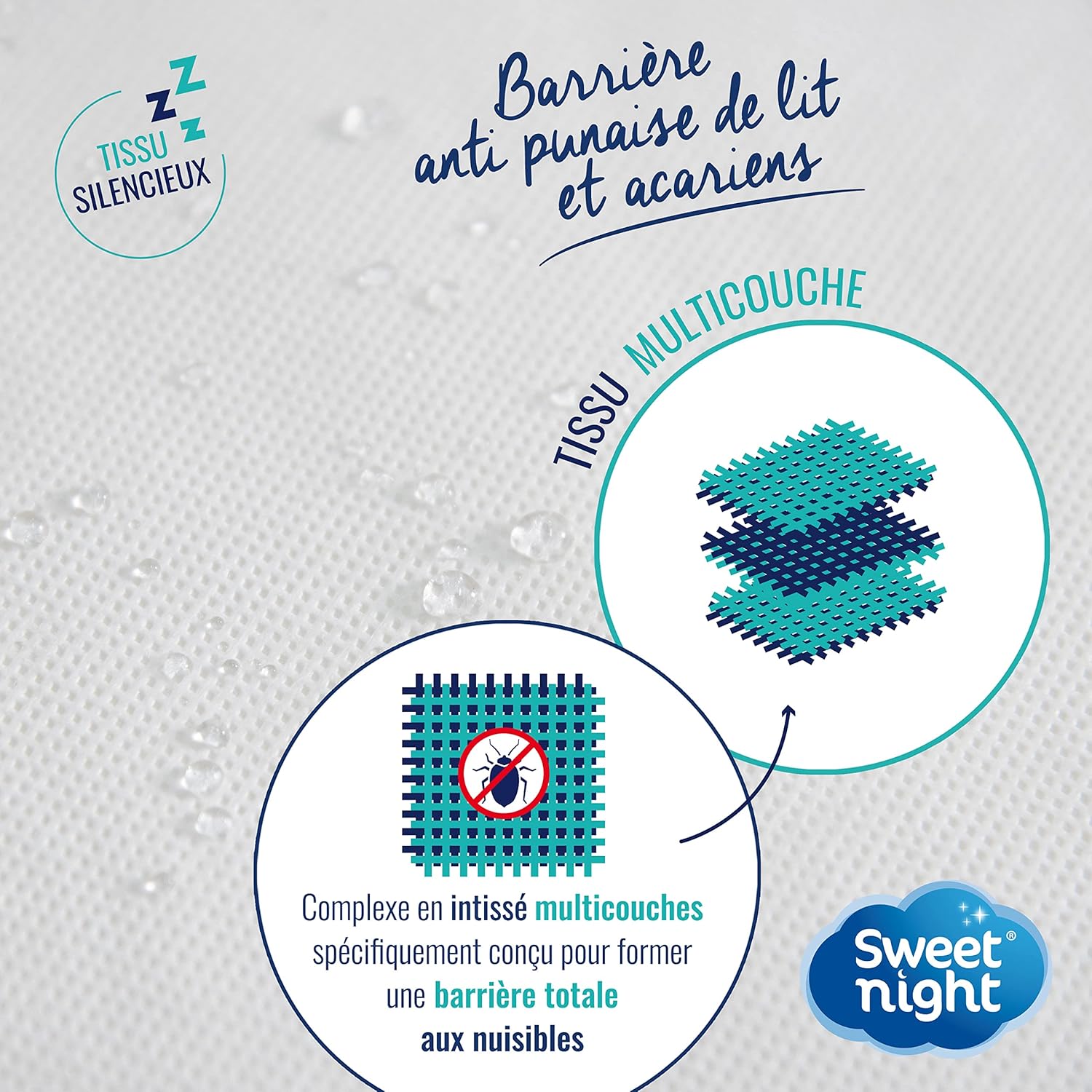 Thumbnail 1 de SWEET NIGHT Protège Oreiller 60x60 cm