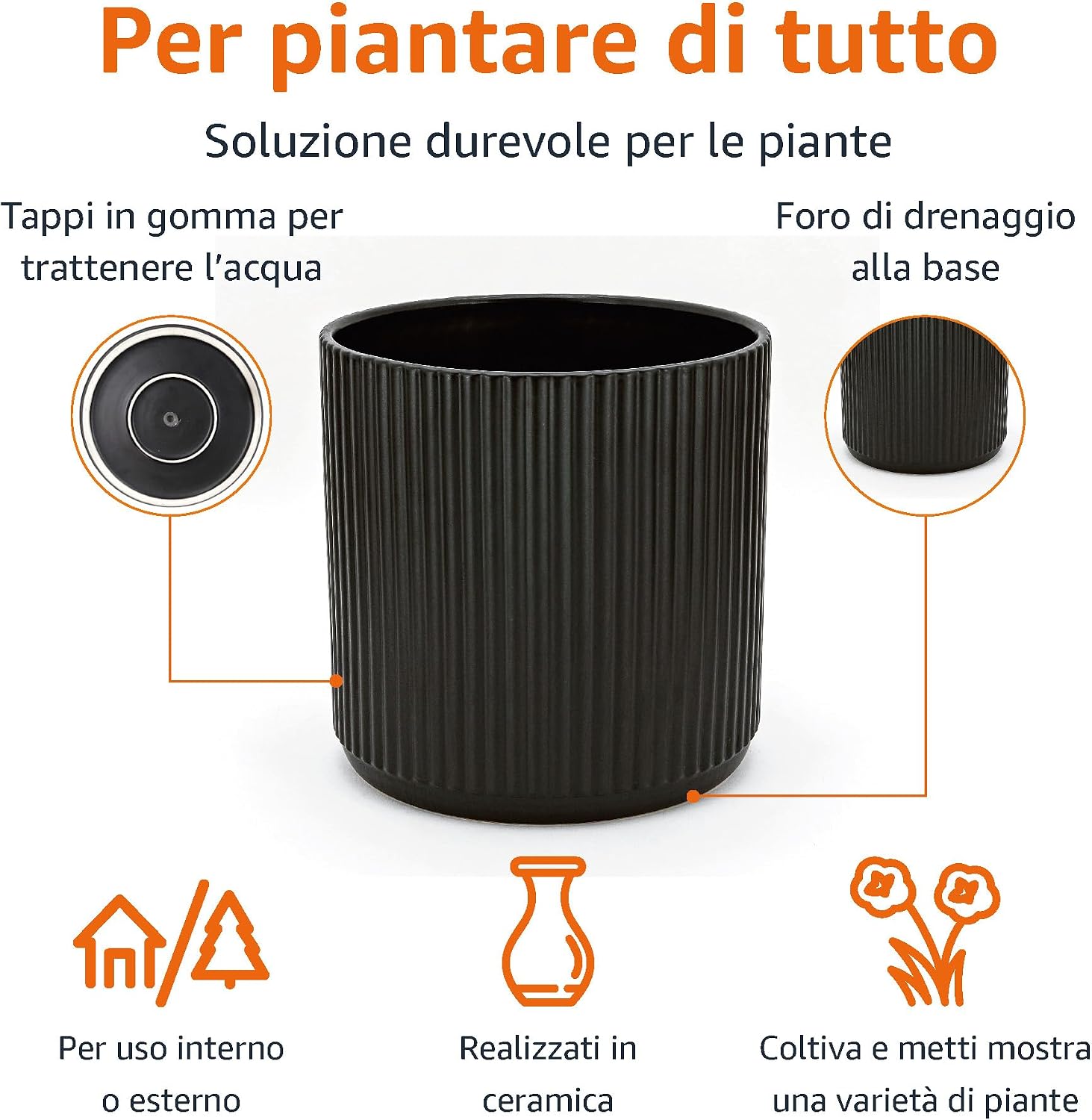 Detalle 2 de Amazon Basics Vaso in ceramica 20,3 cm