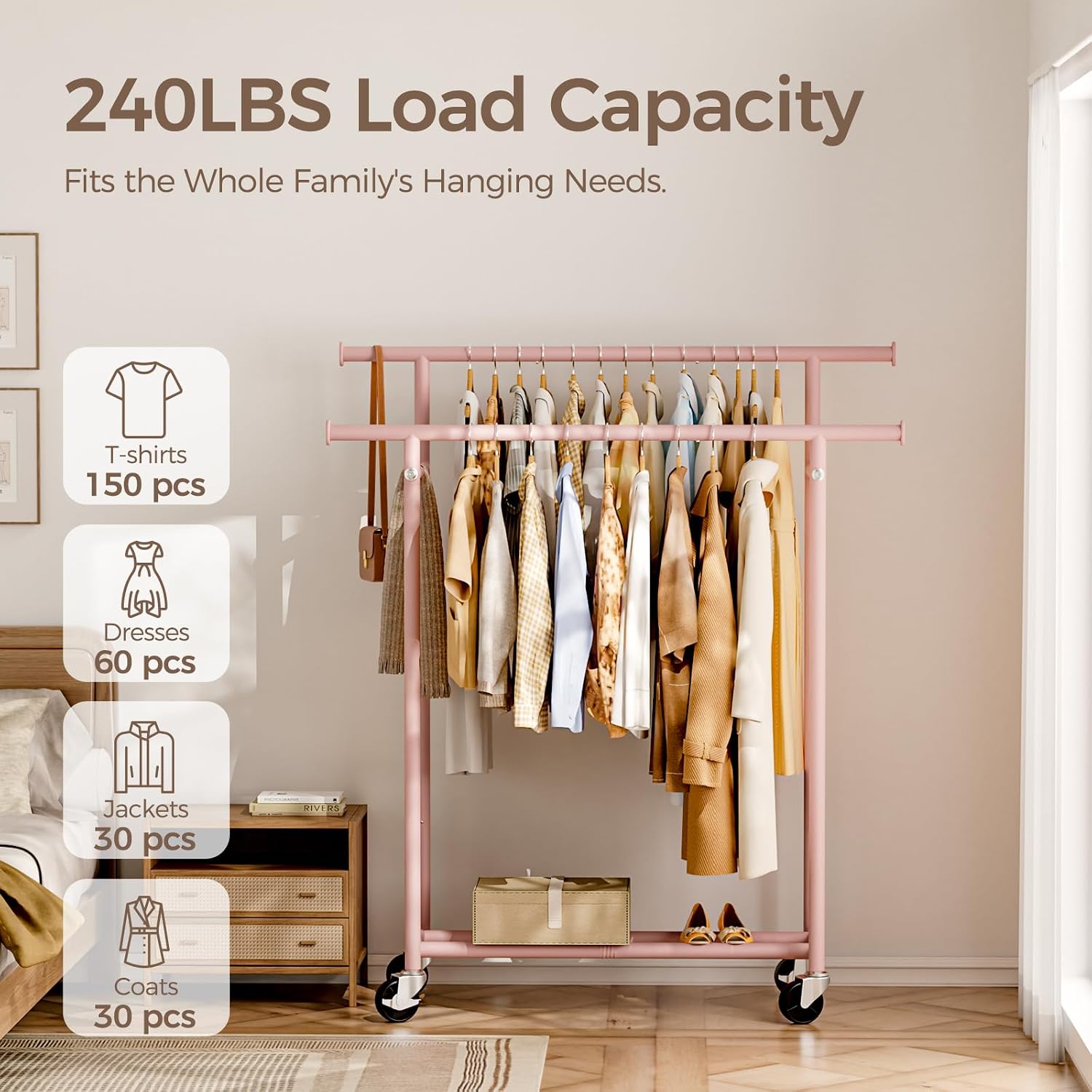 Detalle de HYSEYY Double-Rod Clothes Rack, Size L