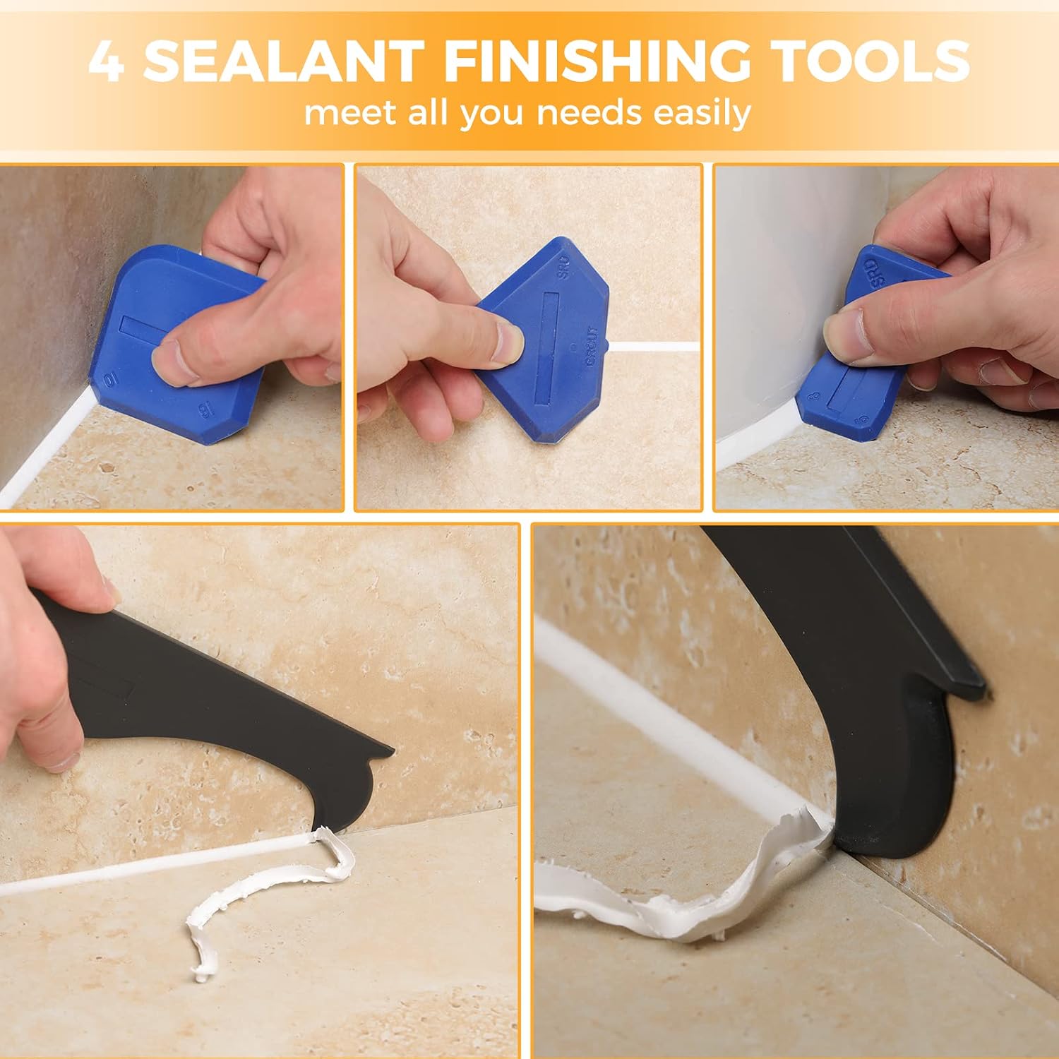 Detalle de Saker SAK4609 3-in-1 Caulking Tool Kit with Stainless Steel Blade