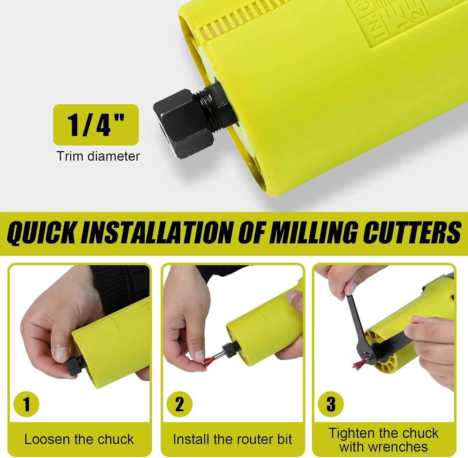 Thumbnail 2 de DEWINNER Electric Palm Router Tool: Compact 1/4 Shank with Transparent Base and 12‑Piece Bit Set