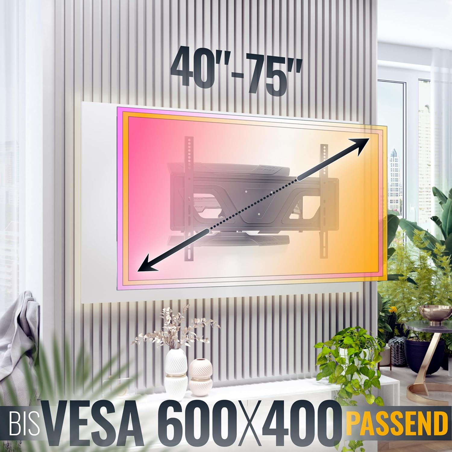 Detalle 2 de RICOO S9564 TV Wandhalterung für 40–75 Zoll 45 kg