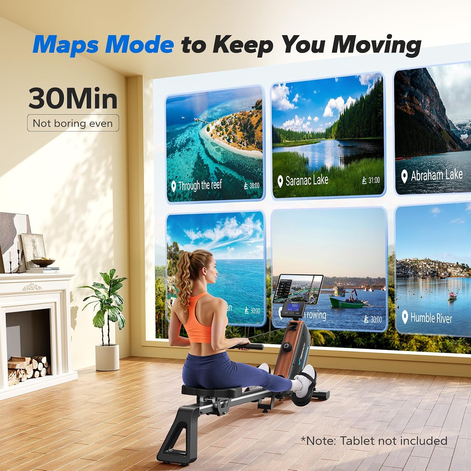 Thumbnail 5 de MERACH Magnetic Rower with 130 cm extended rail and app-based training