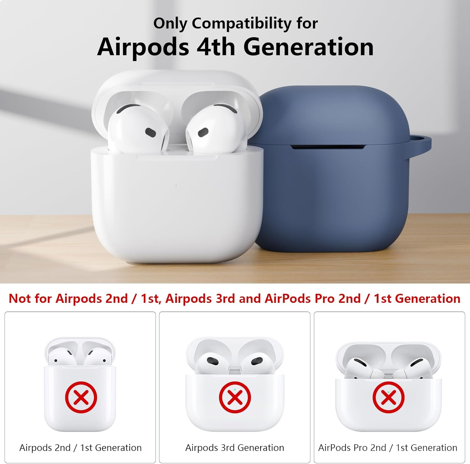 Thumbnail 2 de KOKOKA Case Cover for AirPods 4th Gen (2024) with Cleaner Kit – Soft Silicone Protection in Gray Blue