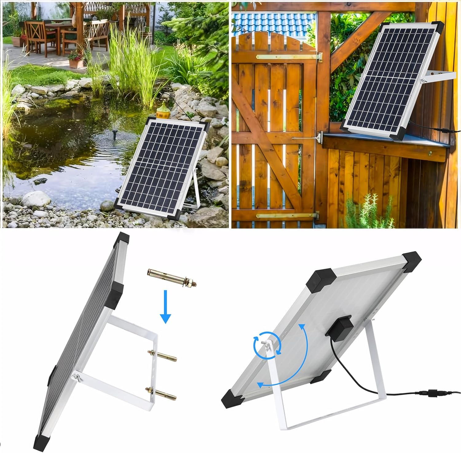 Thumbnail 6 de Clevich 12W Solar Fountain Pump (500L/h) with 1m Tube, 9 Nozzles & 3.25m Cable for Garden Ponds