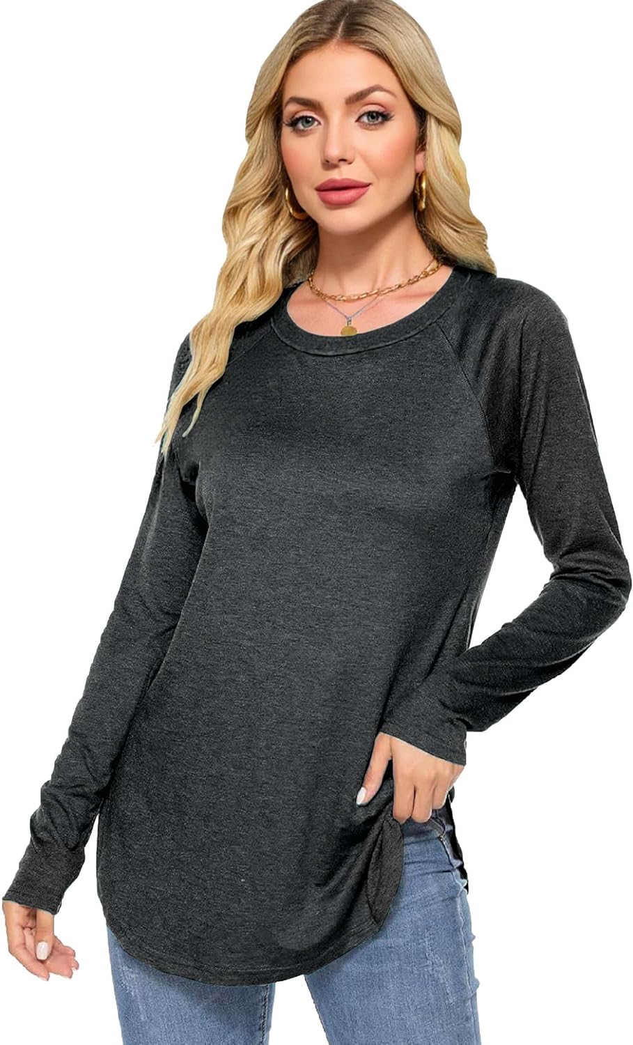 Thumbnail 1 de Teesho Damen Longshirt Langarm Elegant — hochwertiges Baumwollshirt mit Elasthan