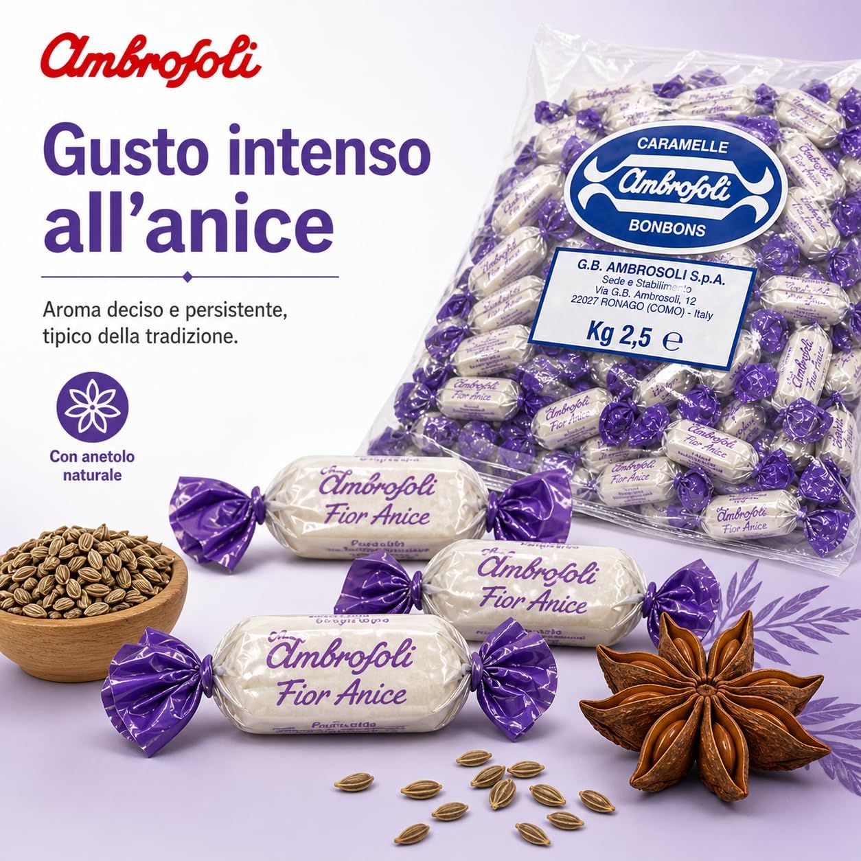 Thumbnail 1 de Ambrosoli Caramelle Fioranice in sacchi da kg 2,5: dolce scelta per momenti di pausa