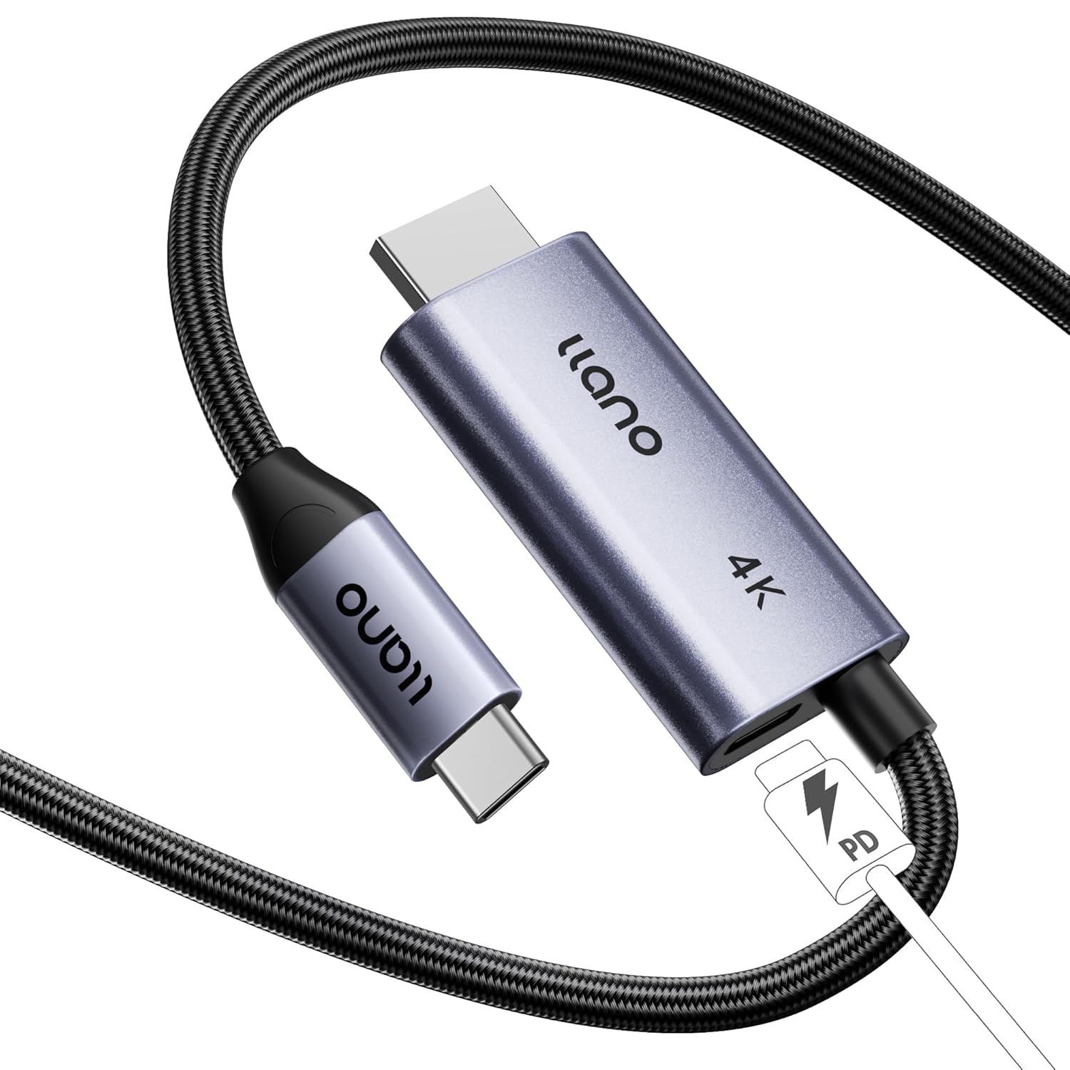 Detalle de llano USB Type-C to HDMI Cable (2m) for 4K@60Hz, 100W PD and HDR/Dolby Atmos support