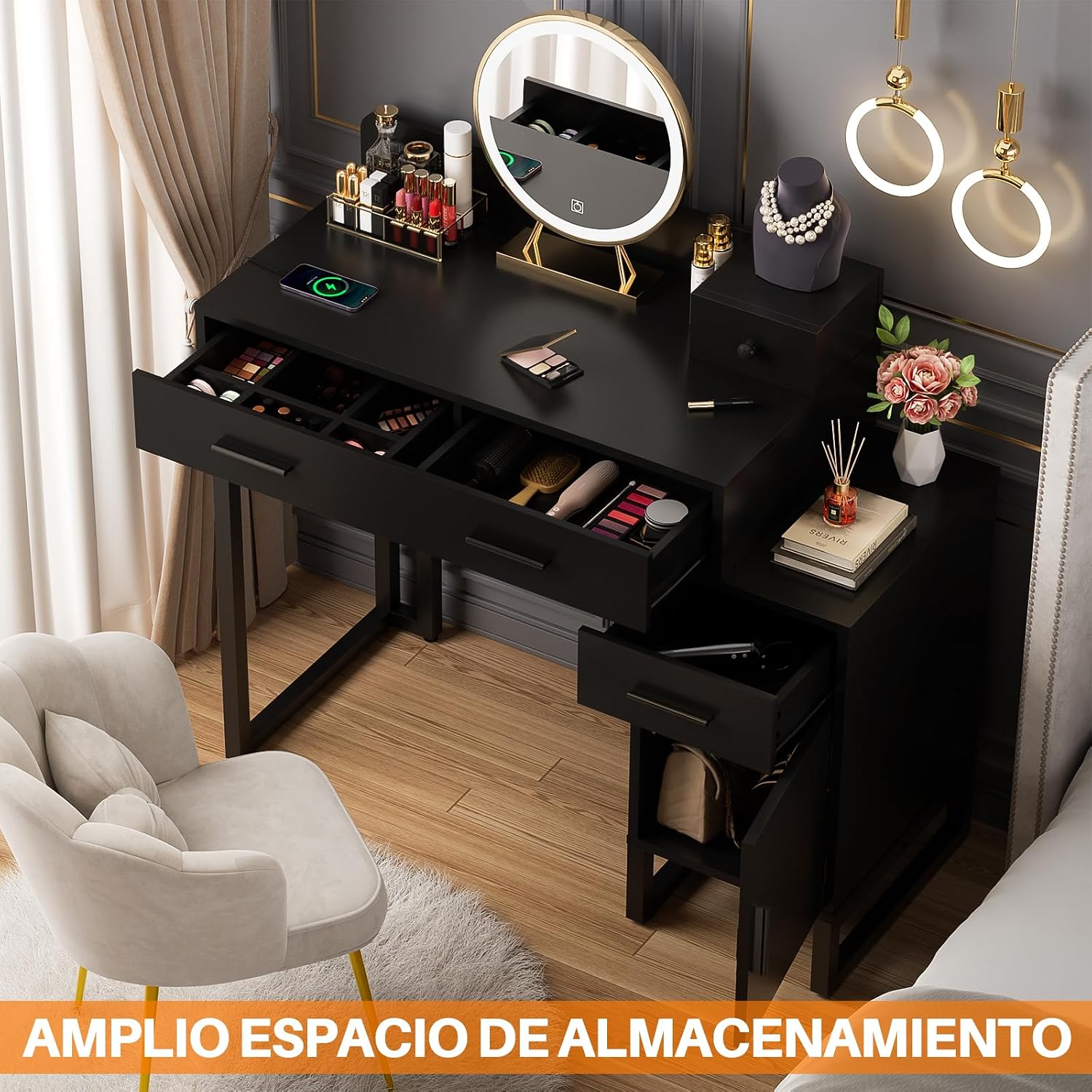 Thumbnail 6 de iSunirm Tocador de Maquillaje 90x40x76cm