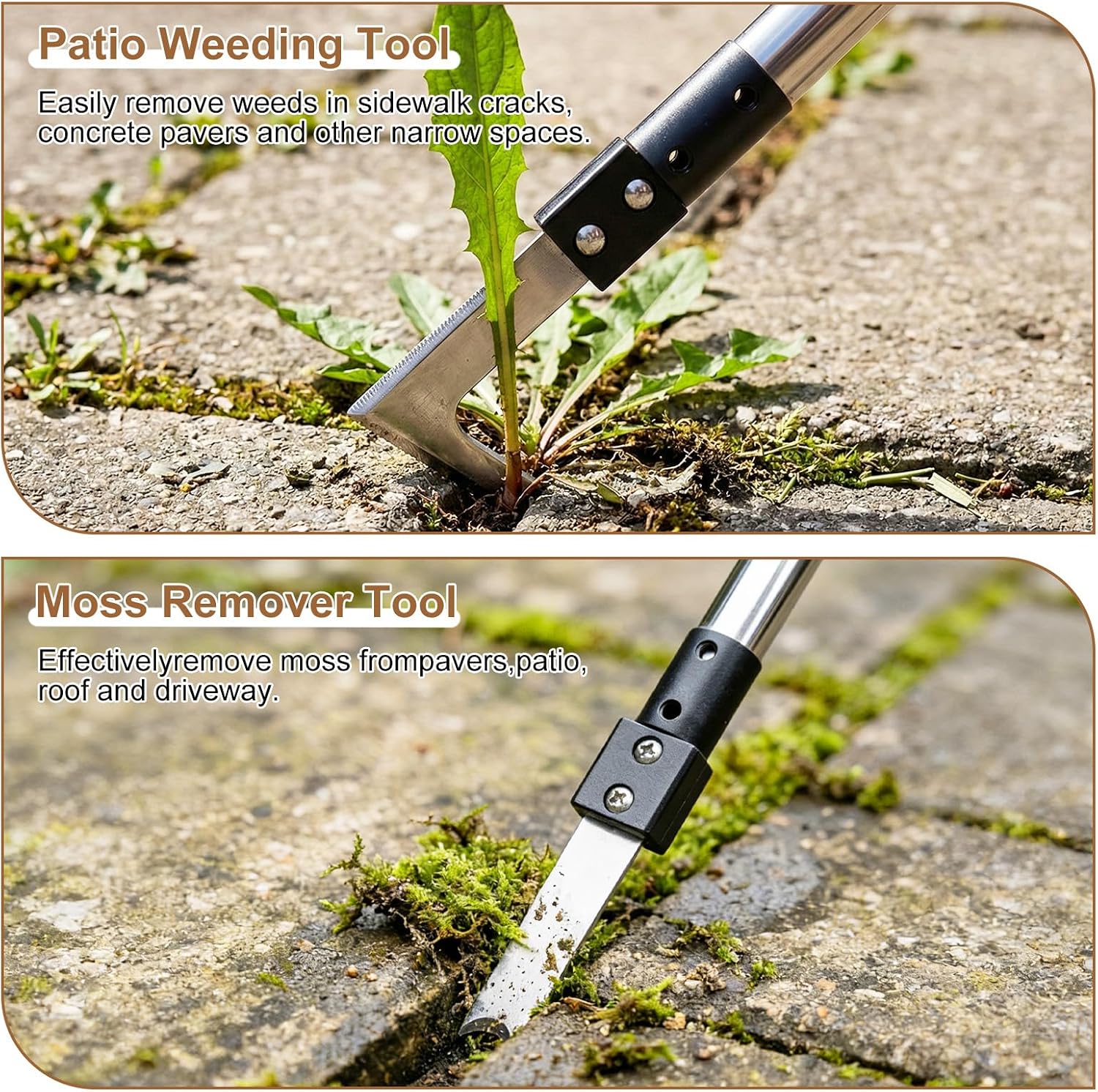 Detalle de Patio Weed Remover Tool: 160 cm Long-Handled 3-in-1 Weeder Set