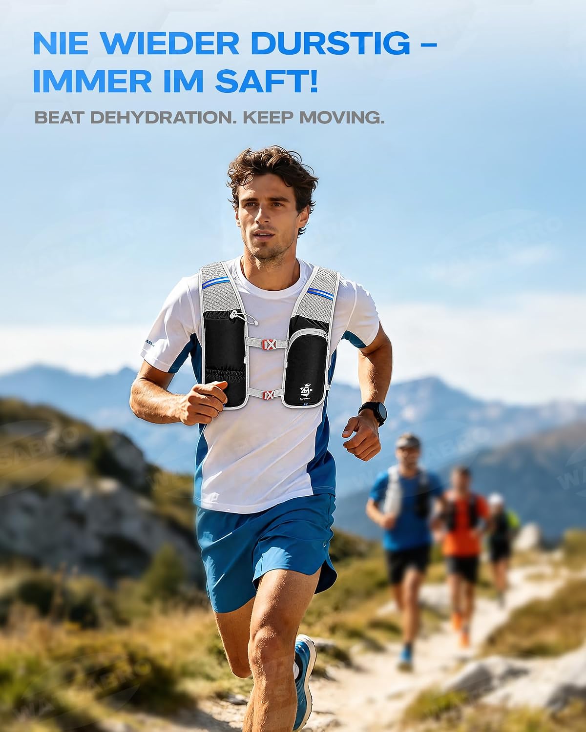 Detalle de WATSABRO Laufweste 5L – Leicht, verstellbar und atmungsaktiv für Damen und Herren