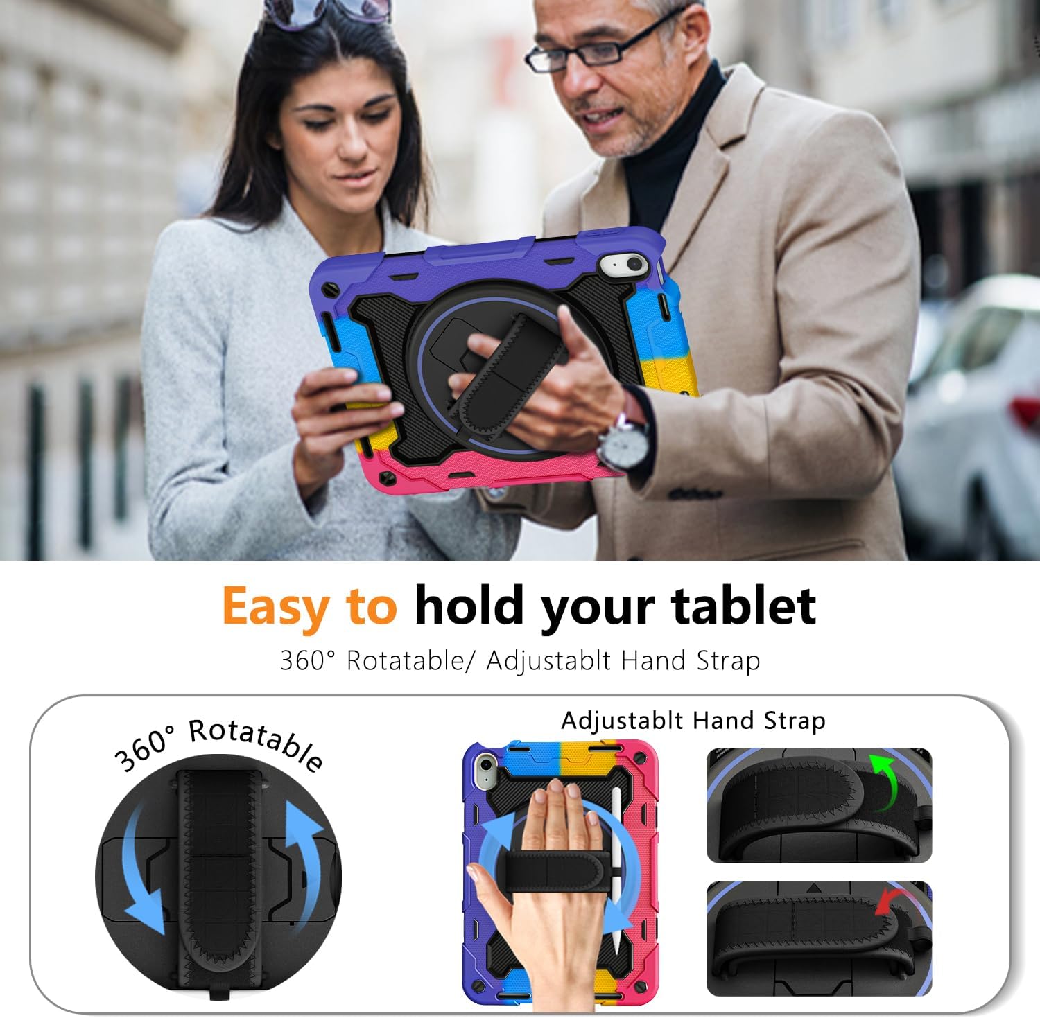 Thumbnail 6 de ROSROME Case for iPad (A16) 11th/10th Gen with HD Screen Protector – Rainbow, Heavy Duty Shield