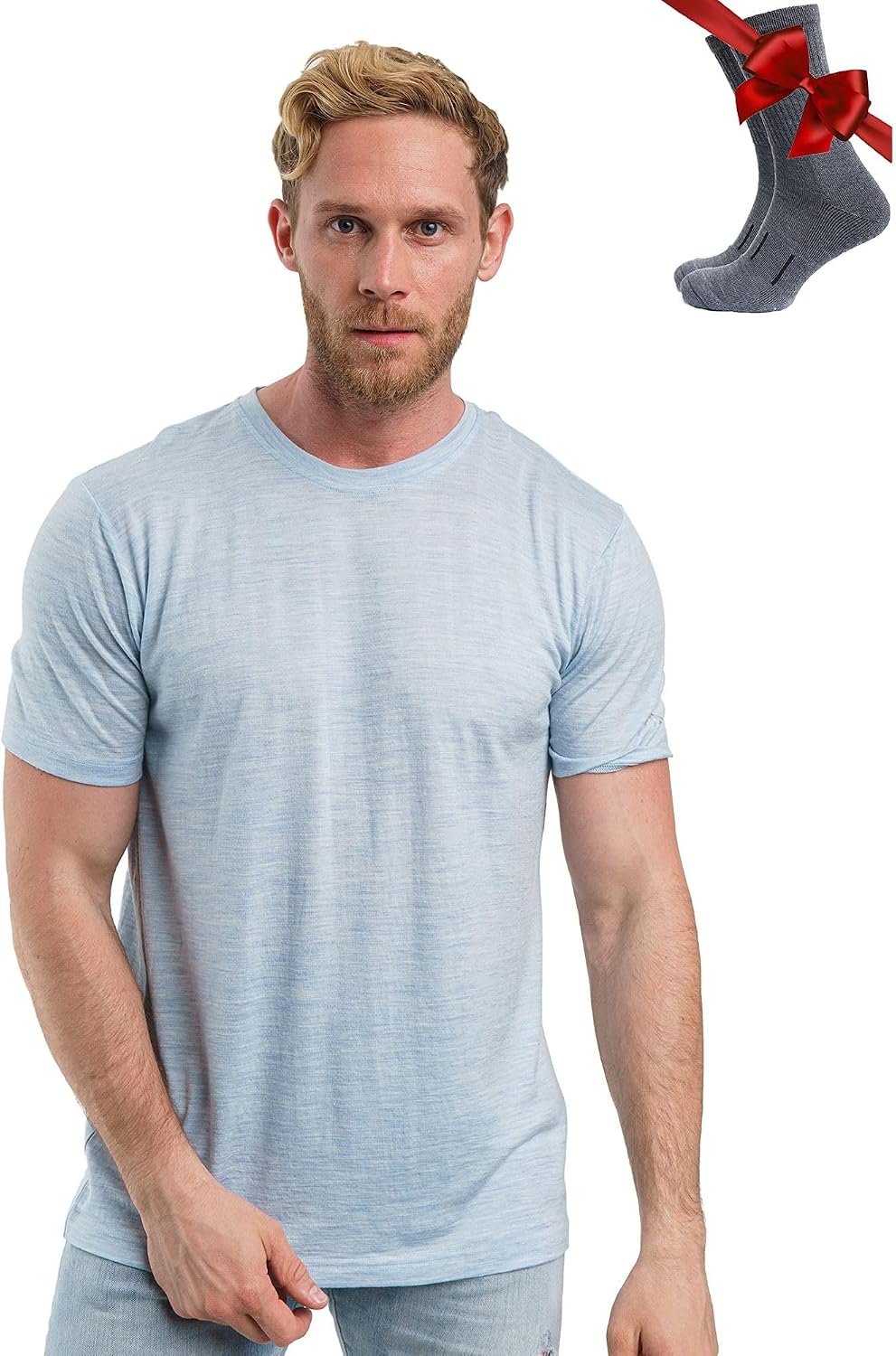 Thumbnail 6 de Merino Wool T-Shirt for Men — Lightweight Merino Thermal Top with Hiking Socks