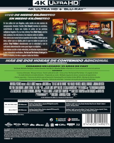 Detalle 2 de Universal Fast & Furious, edición metálica UCE 25 Aniv. en 4K UHD + BD