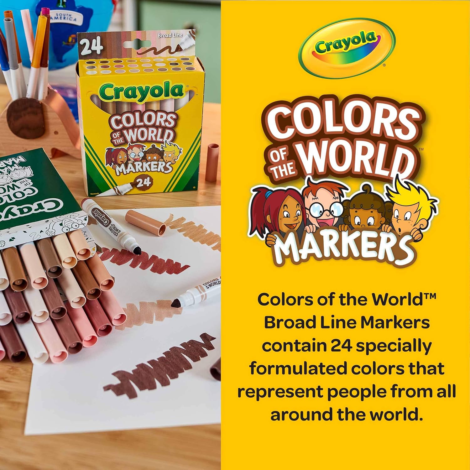 Detalle 2 de CRAYOLA 587802 カラー・オブ・ザ・ワールド 水性マーカー24色、肌色表現向け