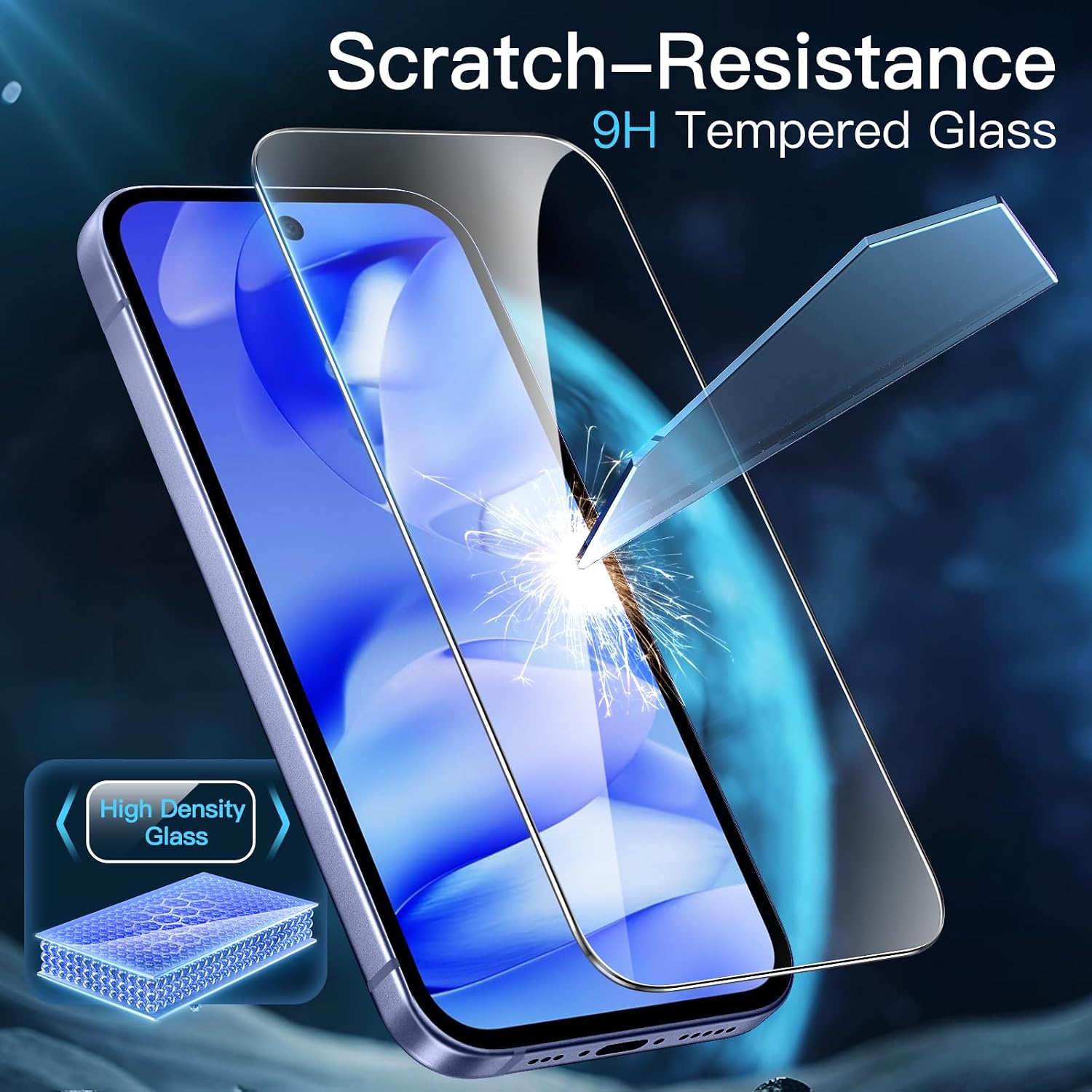 Thumbnail 5 de JETech Tempered Glass Screen Protector for Google Pixel 9a (6.3-inch, 2025) – HD Clear 3-Pack