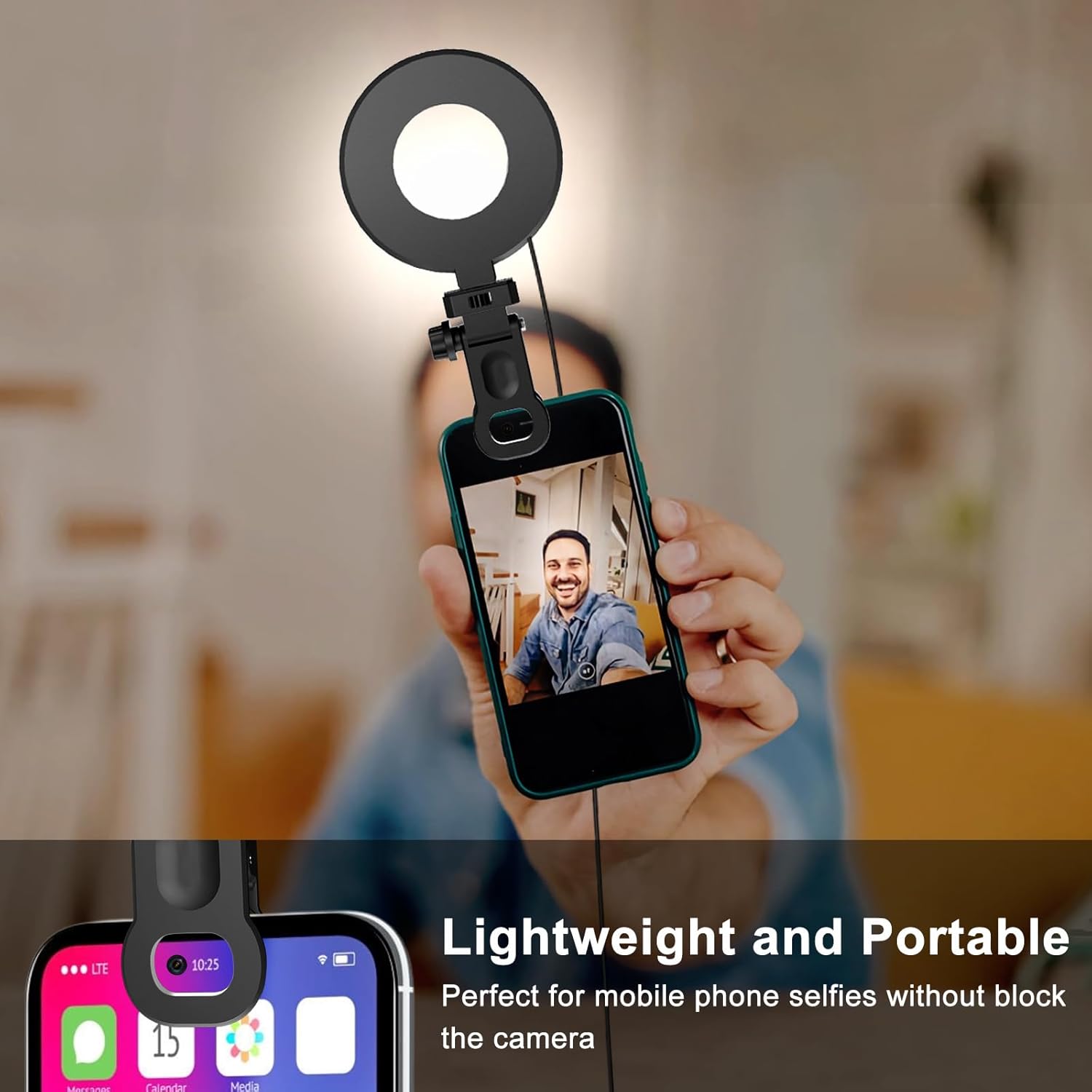 Thumbnail 4 de Mojimdo LED-Ringlicht für Handy und Laptop: USB Selfie- & Videolicht mit 3 Farbtemperaturen und 5 Helligkeitsstufen
